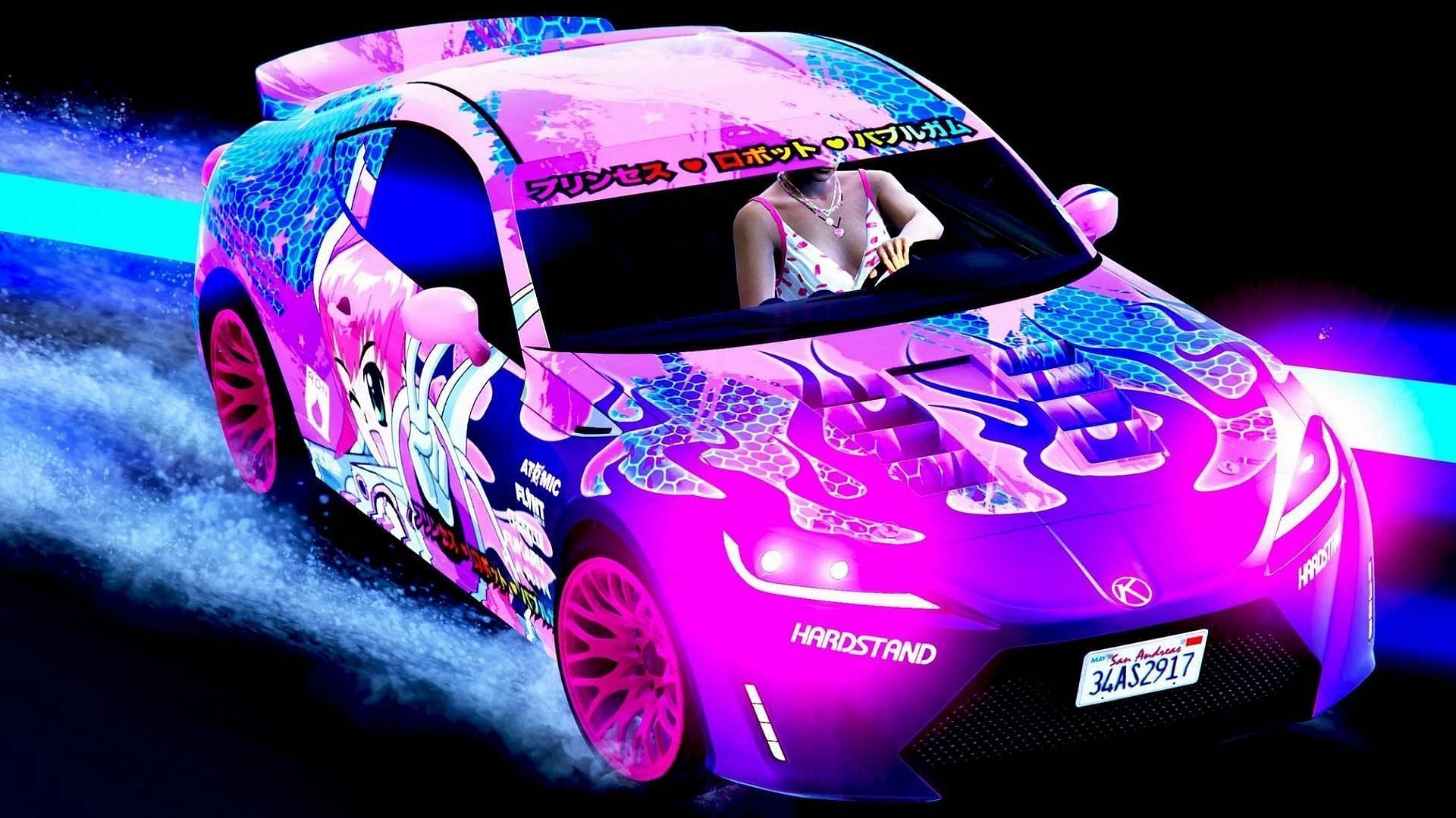 An example of an anime livery in GTA Online (Image via @OhhCurly__/X)