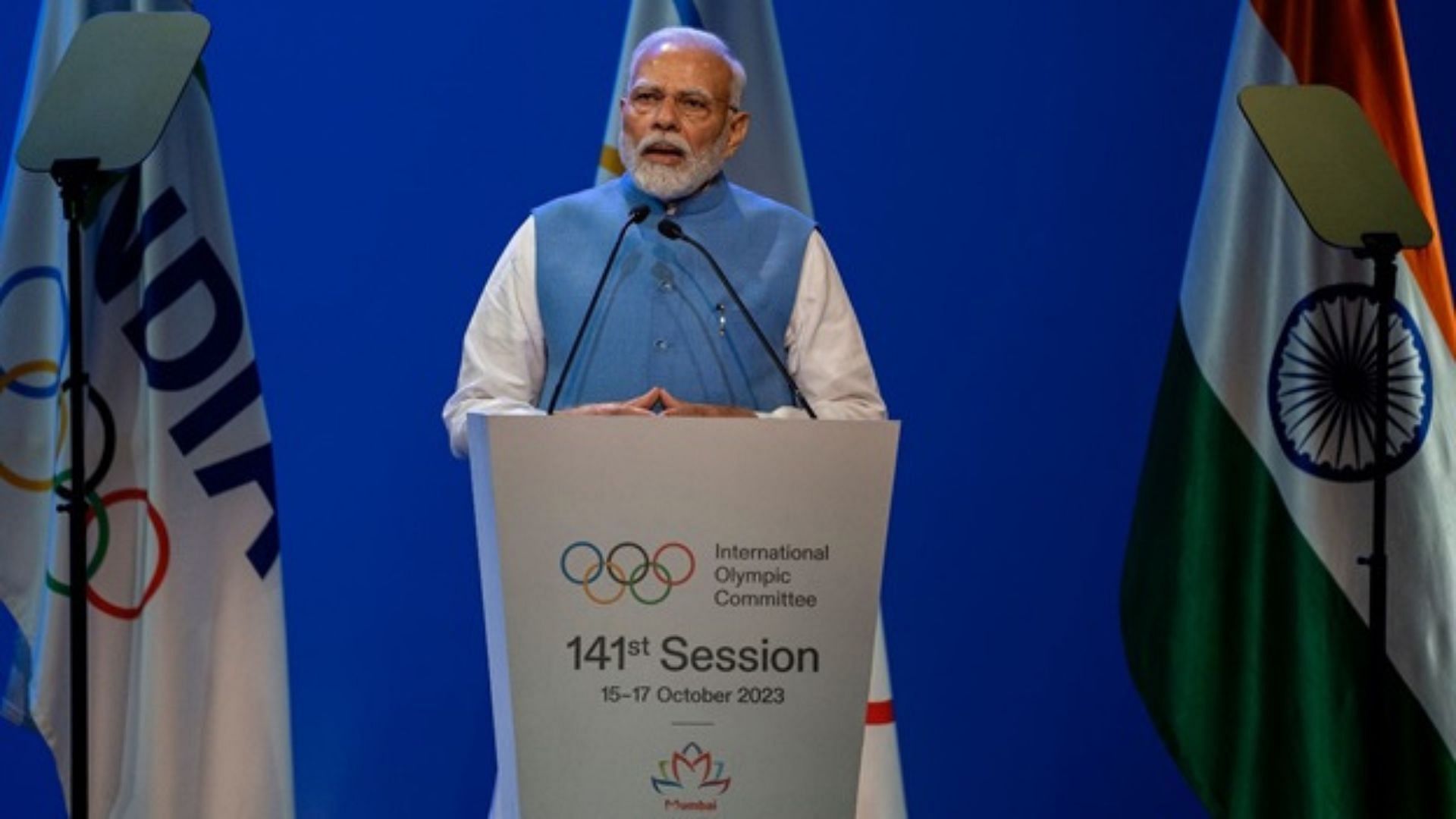 PM Narendra Modi inaugurated the 141st IOC session (Credit:amritmahotsav.nic.in)