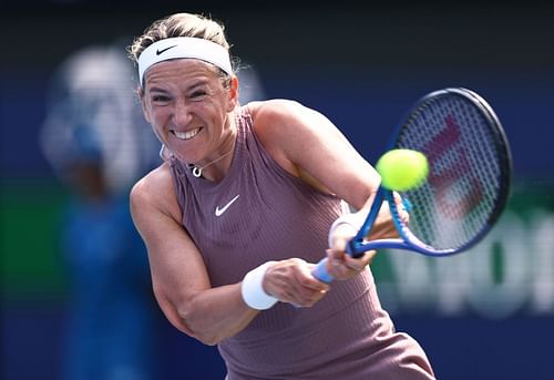 Victoria Azarenka in action at the 2024 Dubai Tennis Championships.