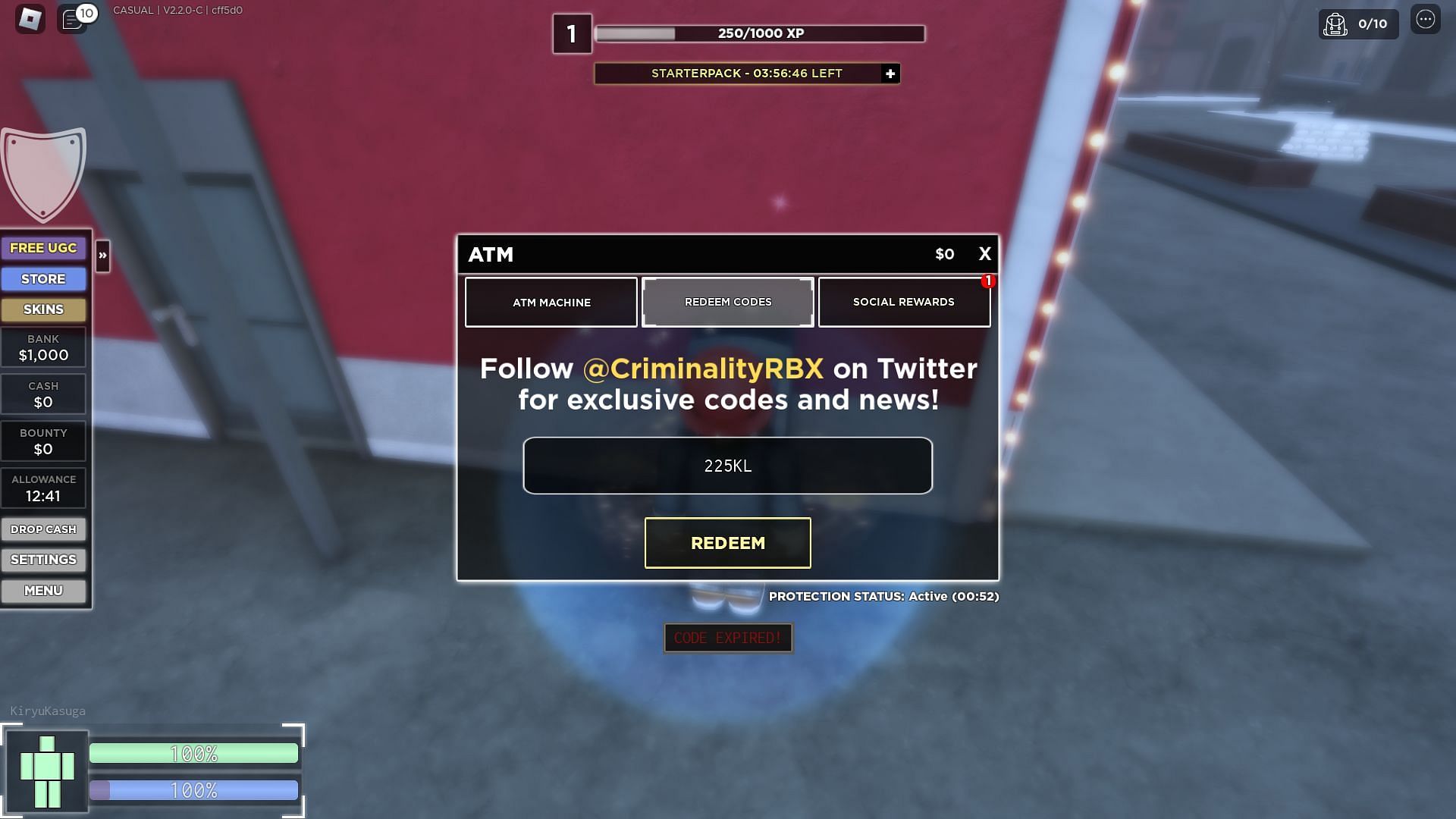 Troubleshooting codes for Criminality (Image via Roblox)