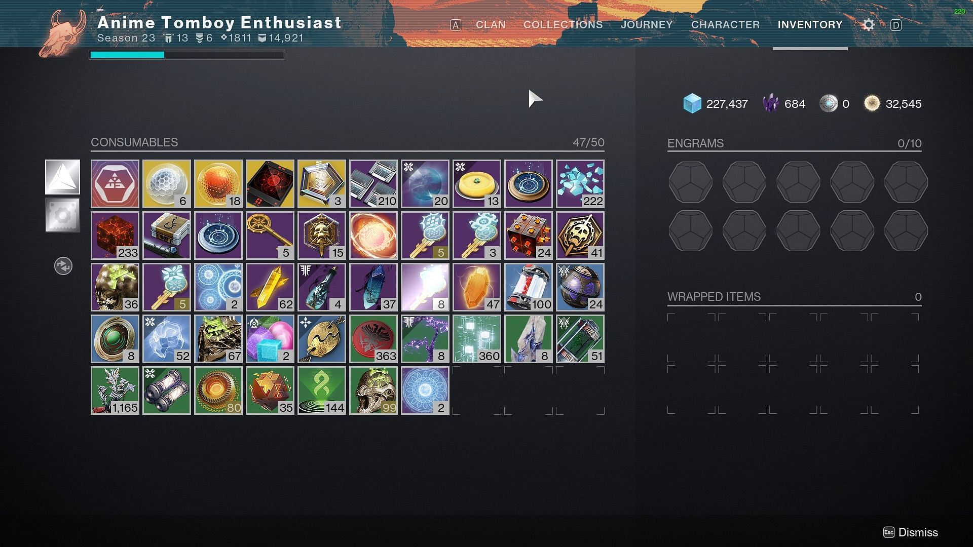 Destiny 2 inventory (Image via Bungie)