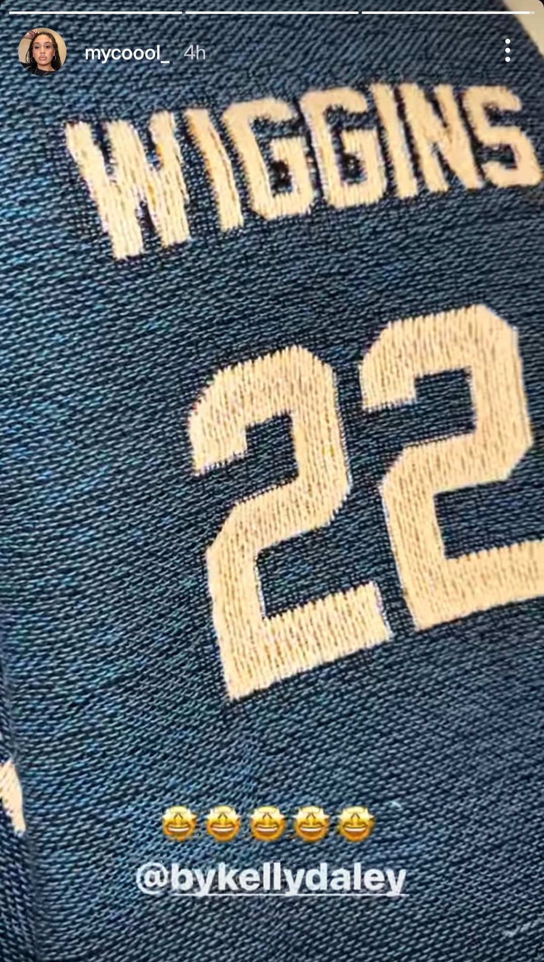 Mychal Johnson&#039;s Instagram story flaunting the custom-made jersey sweater