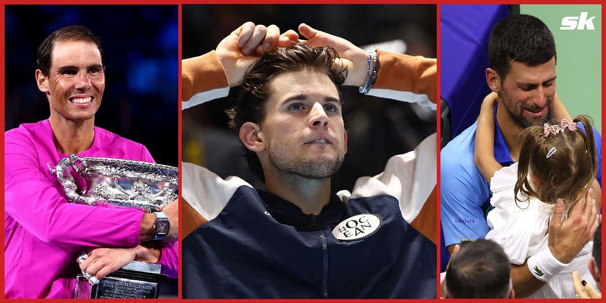 Rafael Nadal, Dominic Thiem and Novak Djokovic