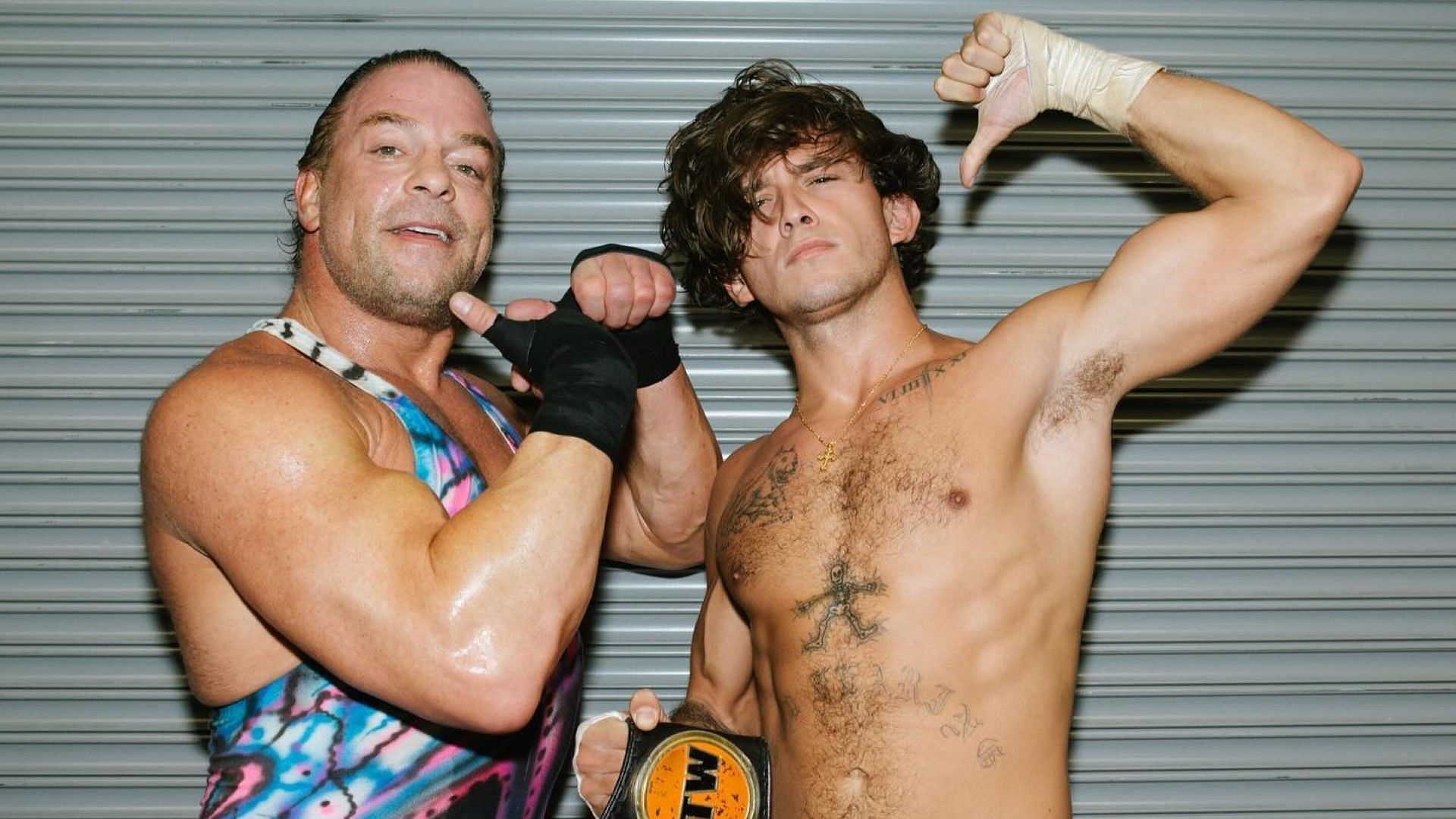 Rob Van Dam and Hook backstage at AEW Dynamite