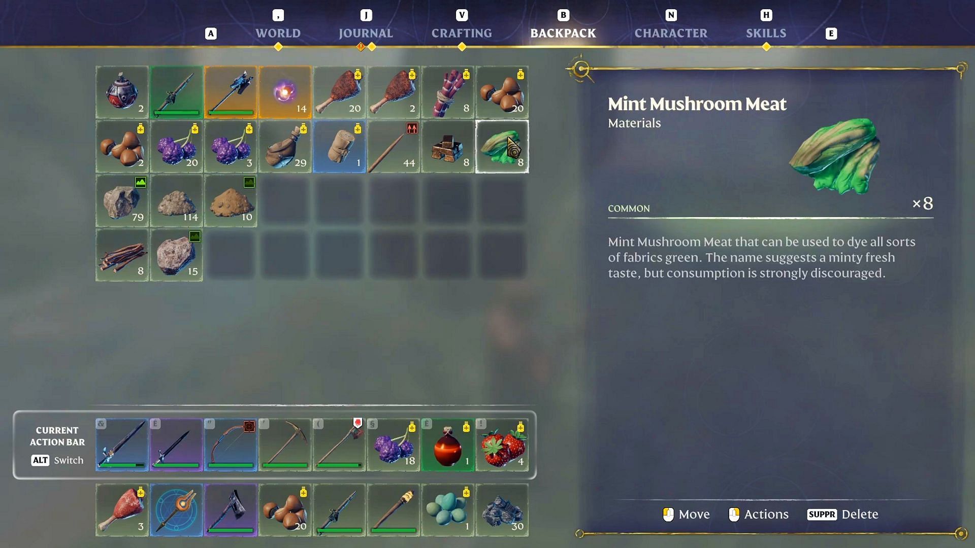 You need Mint Mushroom Meat to upgrade gear in Enshrouded (Image via Keen Games)