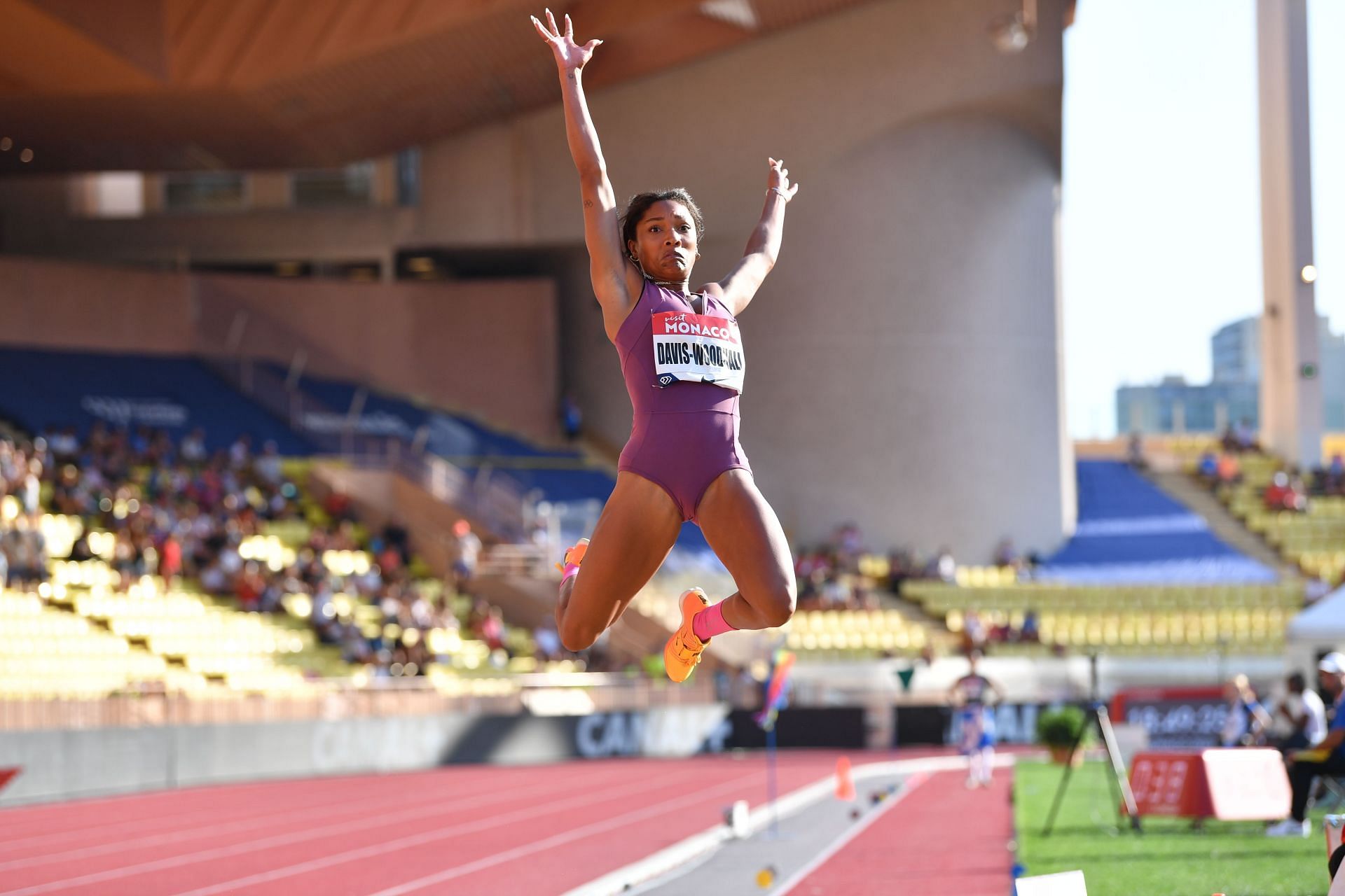 Tara Davis-Woodhall will also be in action at the Indoor gold tour meeting. (Photo by Valerio Pennicino/Getty Images)