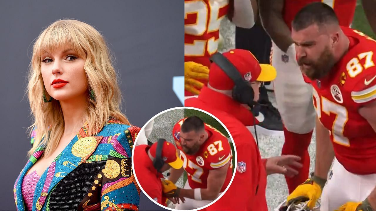 Travis Kelce argues with Andy Reid after a Chiefs fumble
