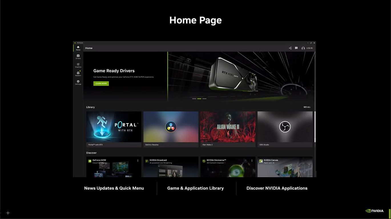 The Home page of the new desktop client (Image via Nvidia)