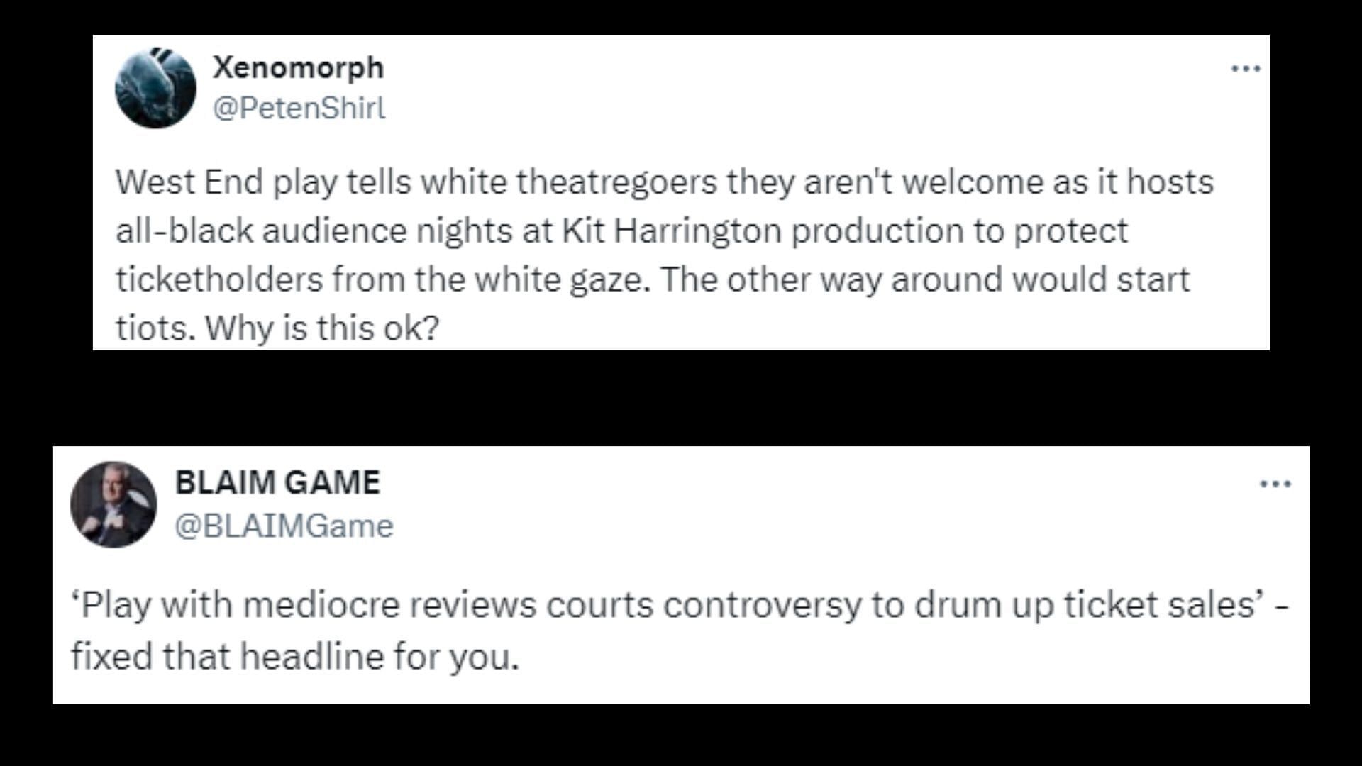 Netizens react to the theatre decision (Images via X/PetenShirl and BLAIMGame)