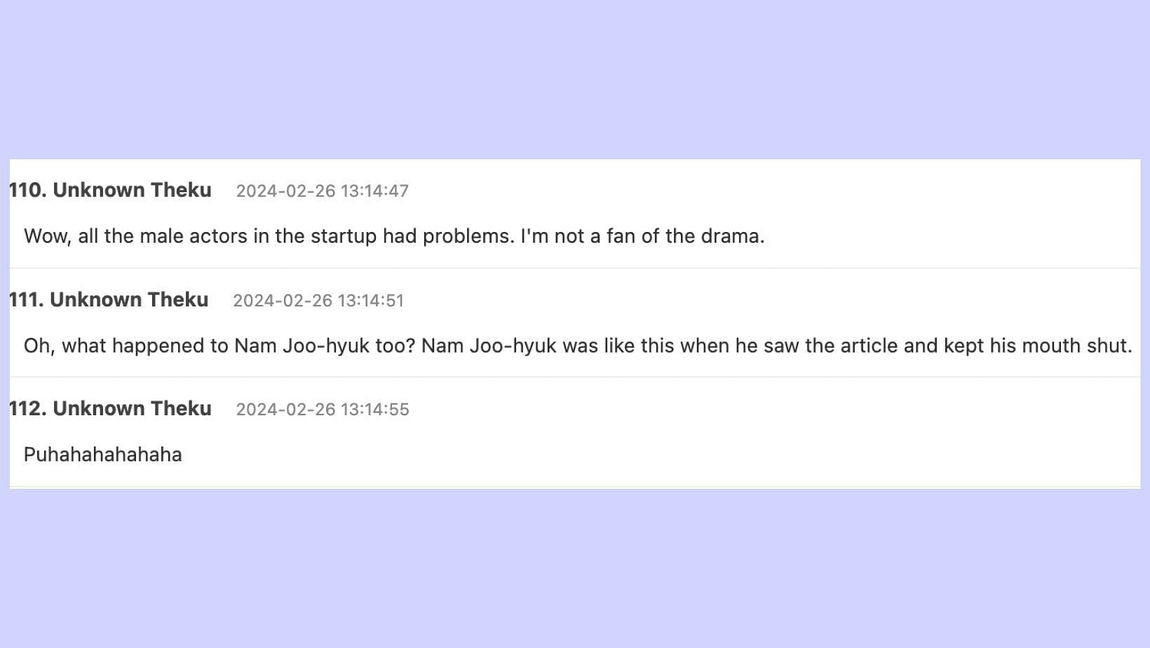 Netizens criticize the actor for thanking Nam Jo-hyuk. (Image via TheQoo &amp; translation by Google)