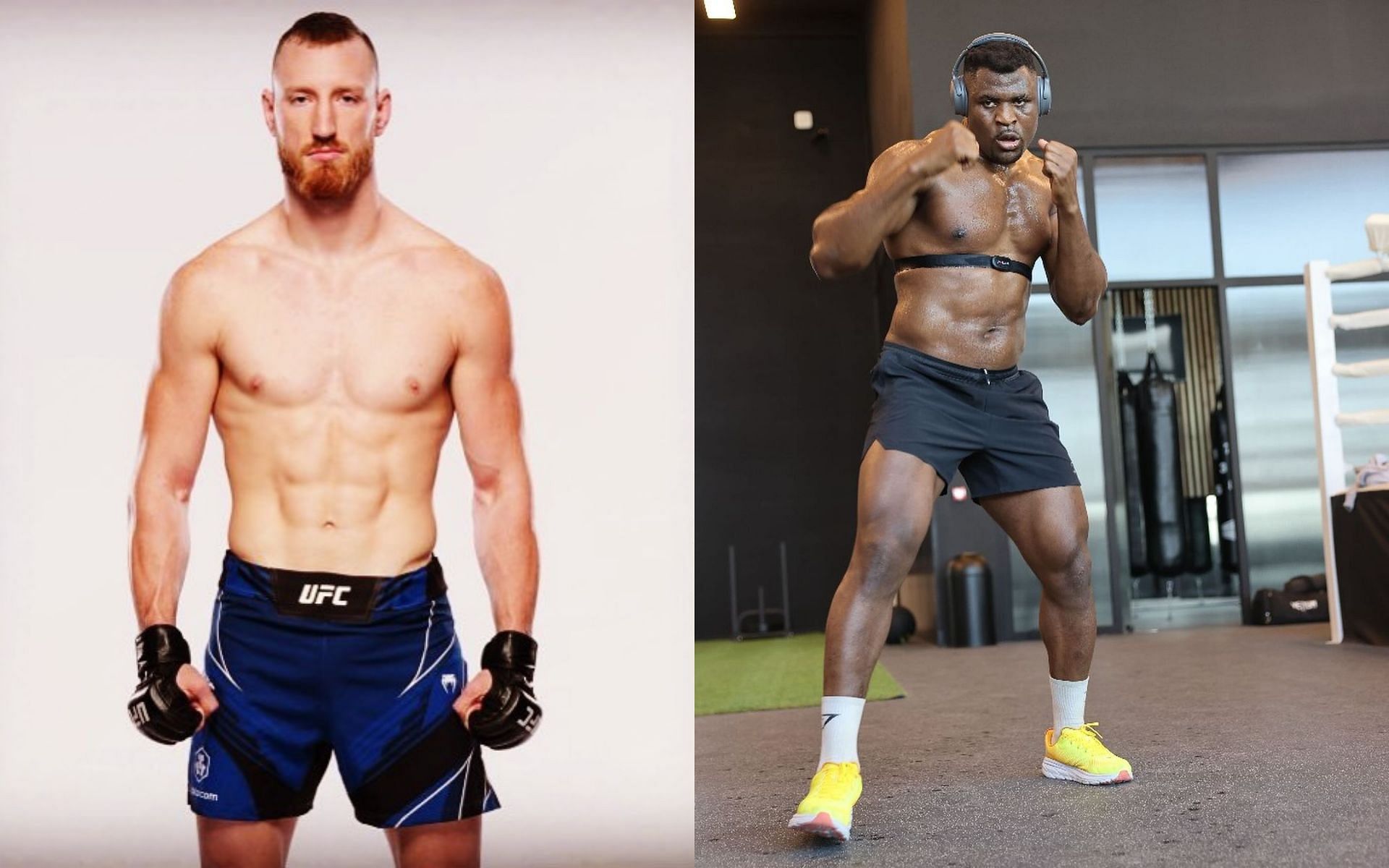 Joe Pyfer (left) says he hit harder than Francis Ngannou (right) [Image via: @joepyfer and @francisngannou on Instagram]