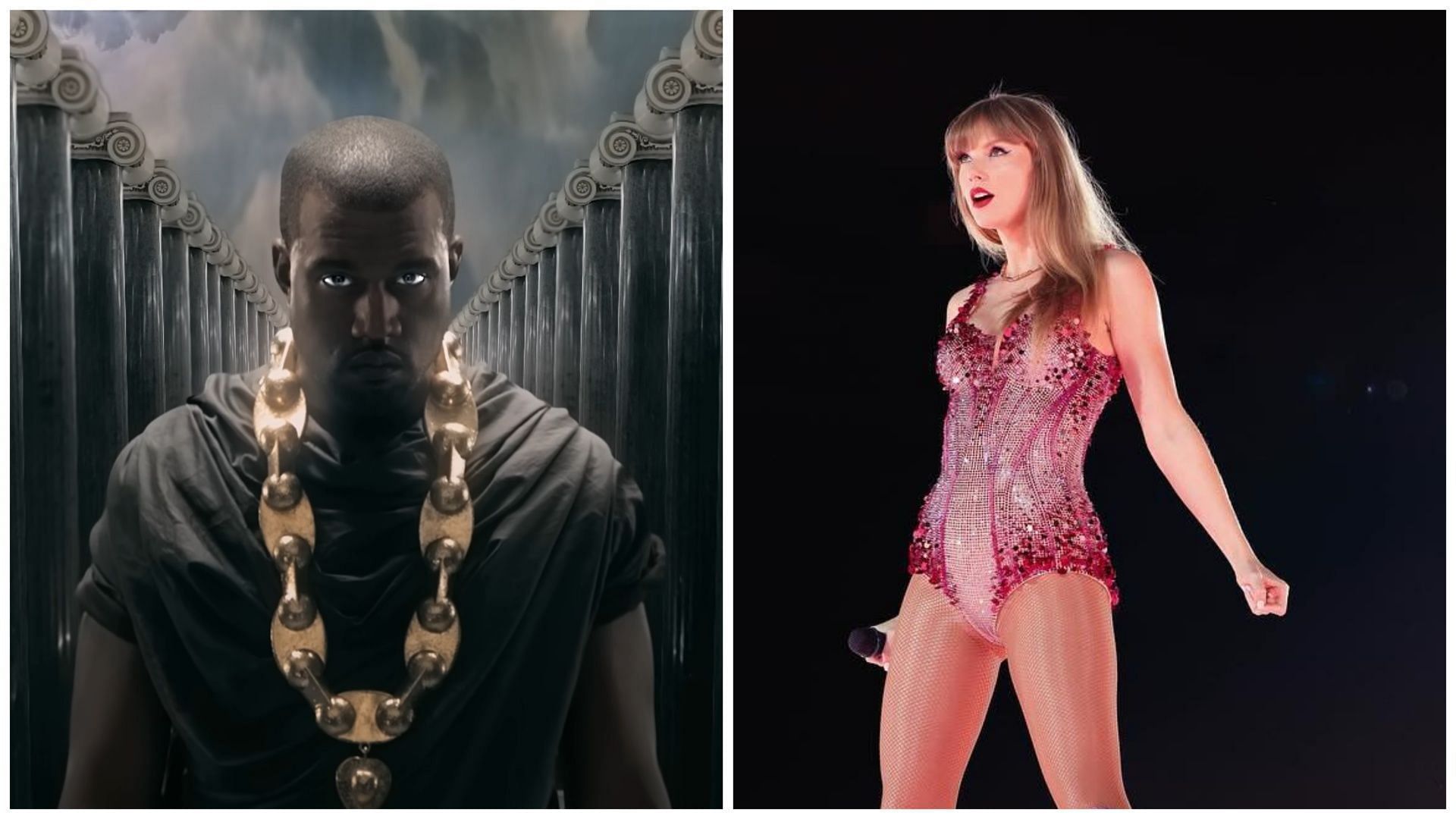 Kanye West had a lot to say to Swifties on Instagram (Image via YouTube/Kanye West, Instagram/@taylorswift)