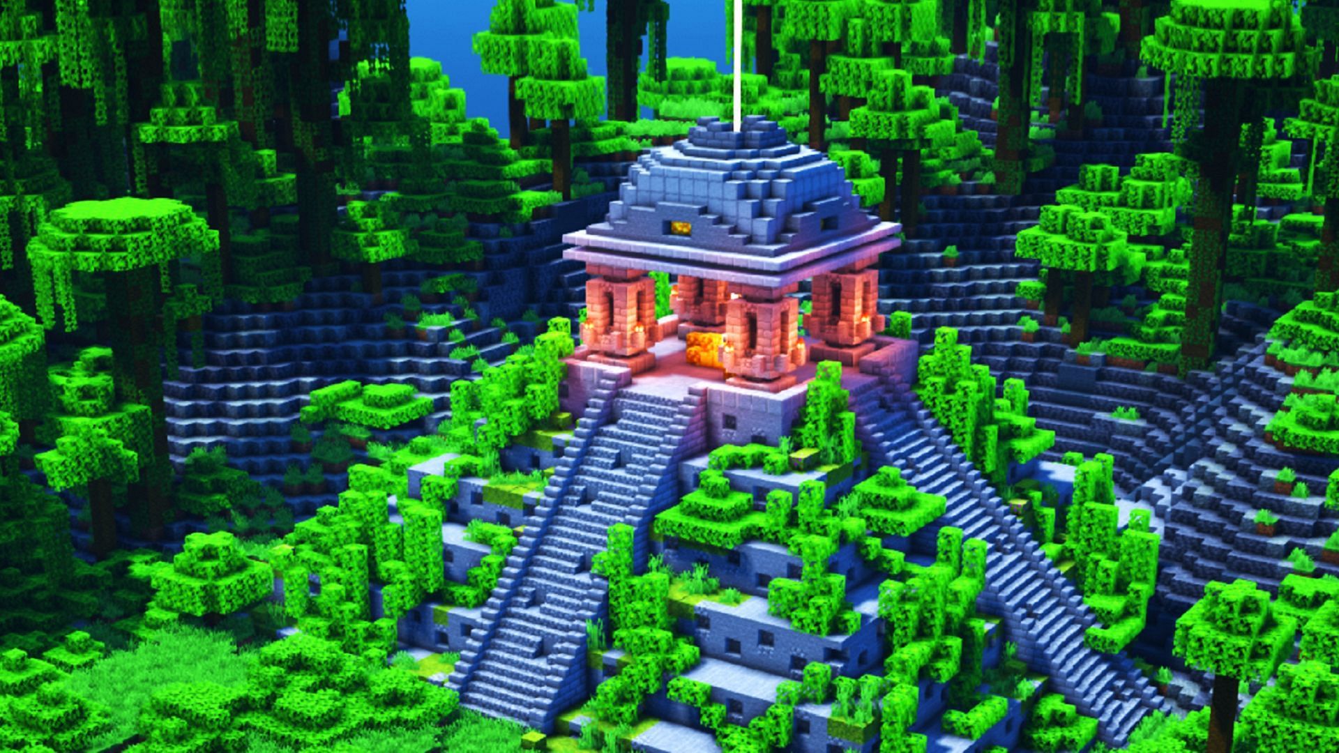 A Mayan temple would be a perfect beacon build in a jungle biome in Minecraft (Image via AnimalMaceWasTaken/Reddit)