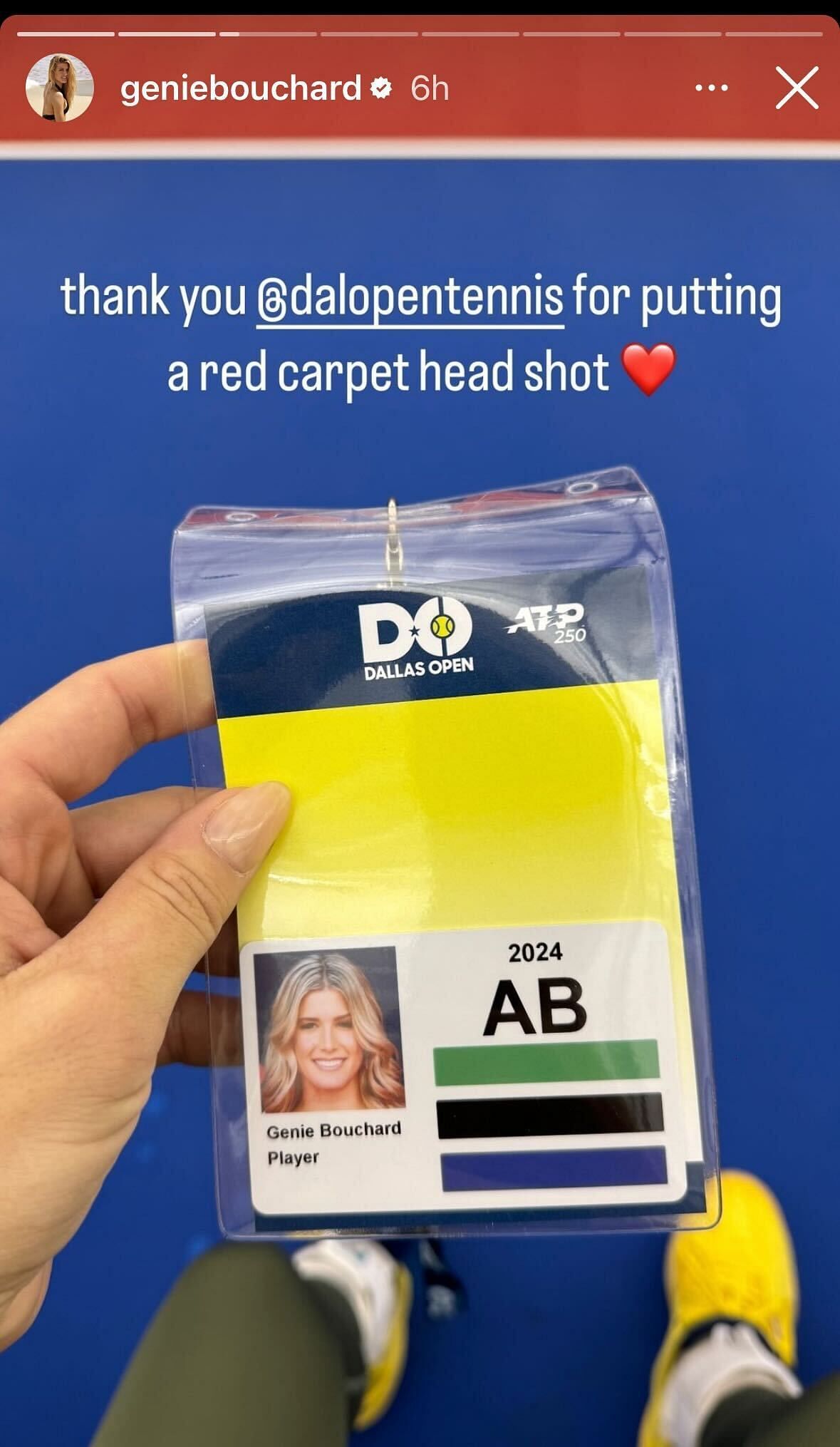 Eugenie Bouchard hilariously reaction to her Dallas Open credentials