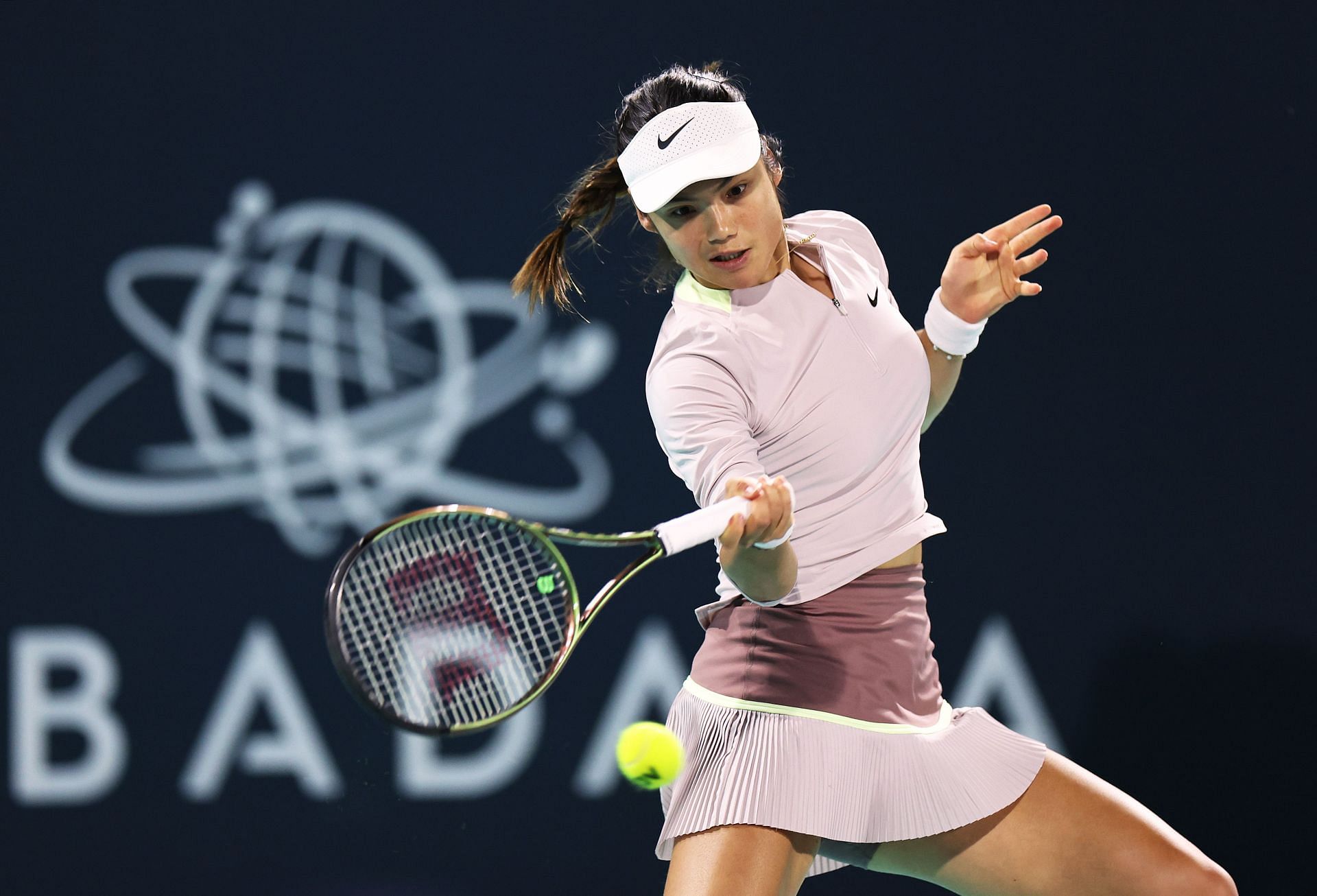 Emma Raducanu in action at the Abu Dhabi Open