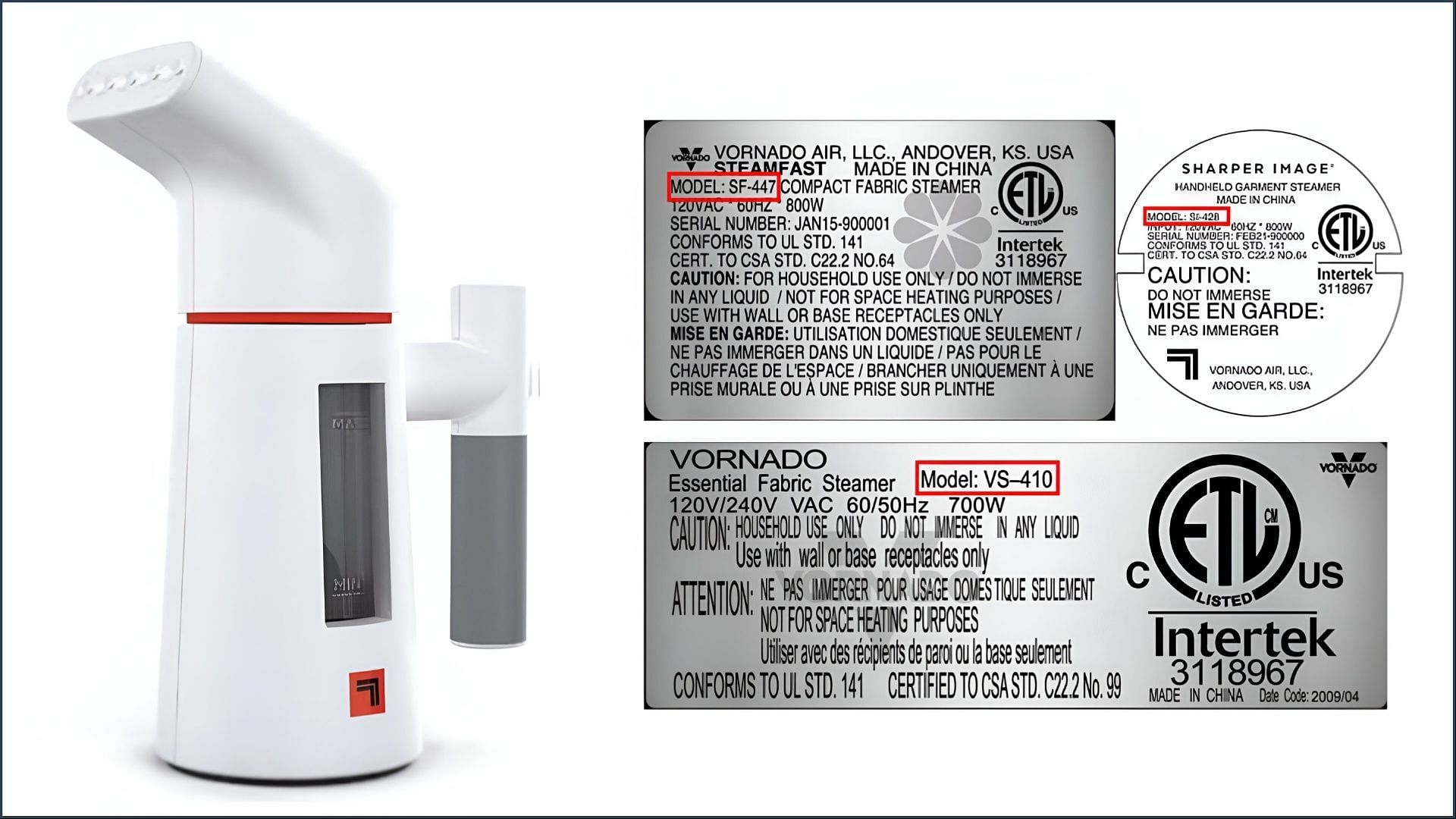 The affected handheld garment steamers may pose risks of a burn injury (Image via CPSC)