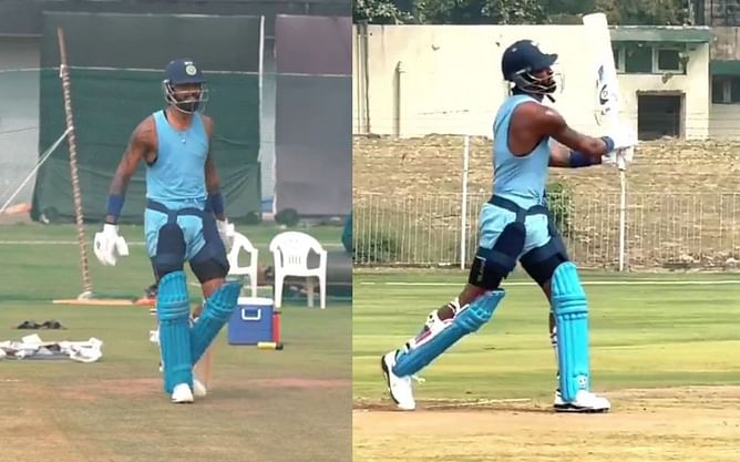 [Watch] Mumbai Indians captain Hardik Pandya starts batting practice ahead of IPL 2024