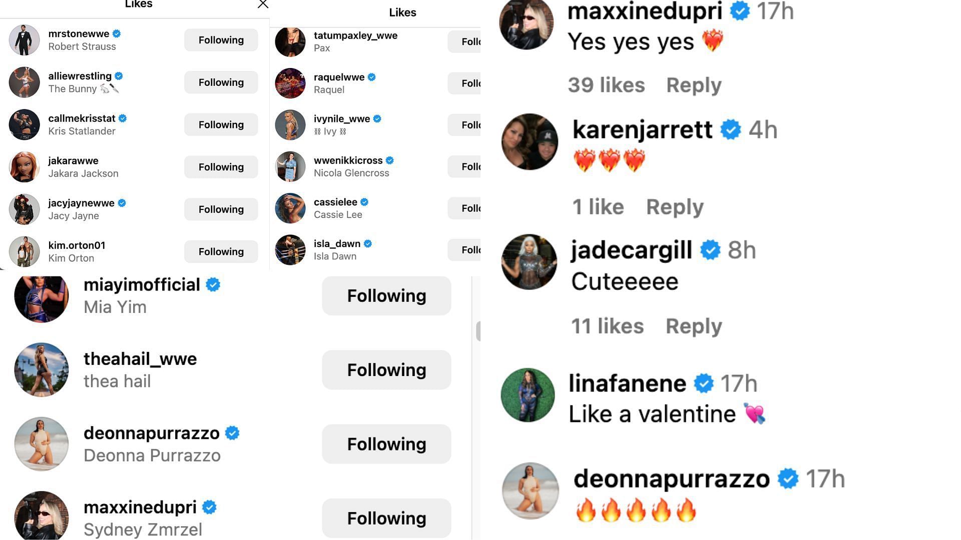 Las estrellas reaccionan a la publicación de Green en Instagram.
