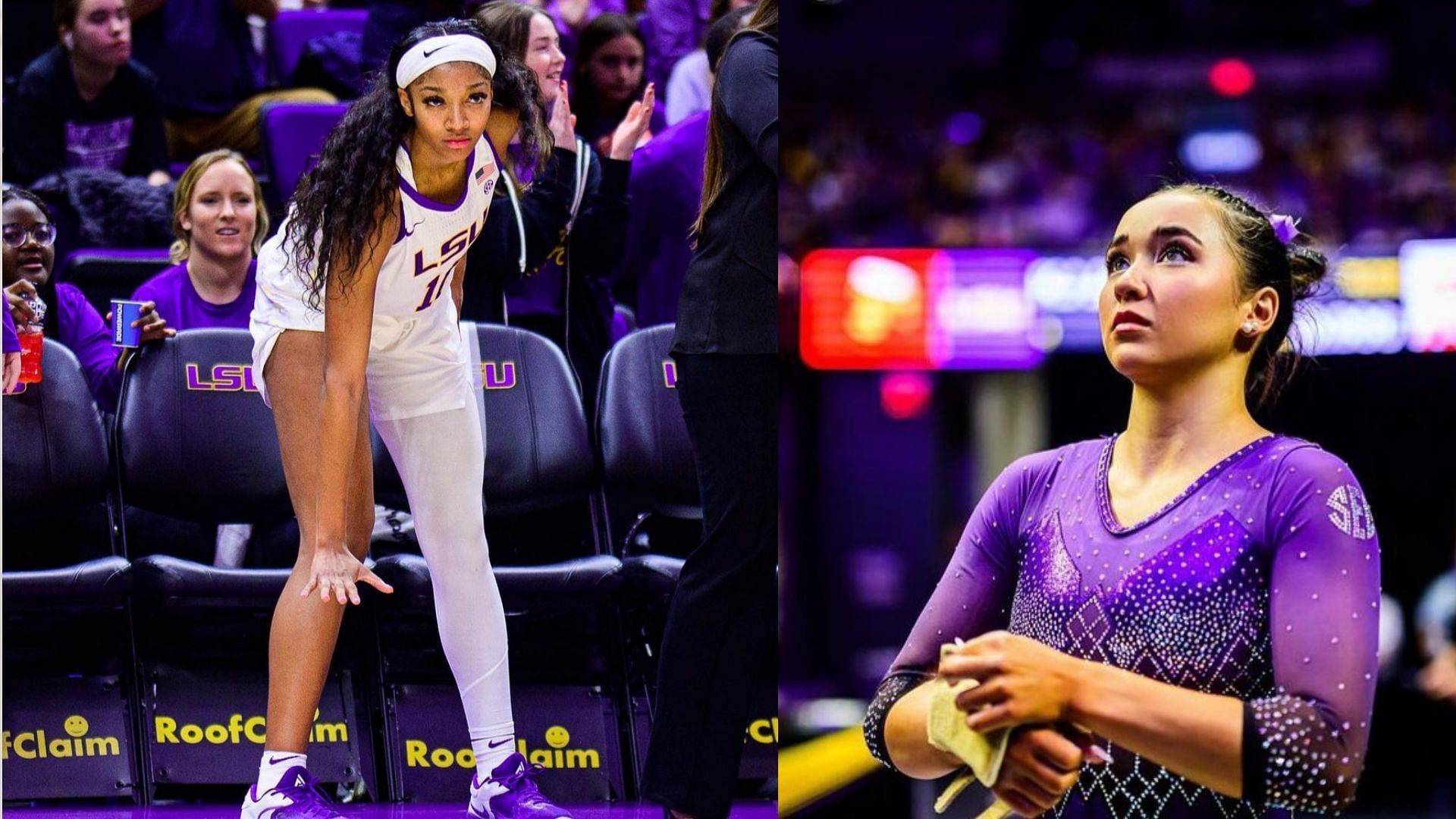 LSU Tigers basketball star Angel Reese and gymnast Aleah Finnegan 