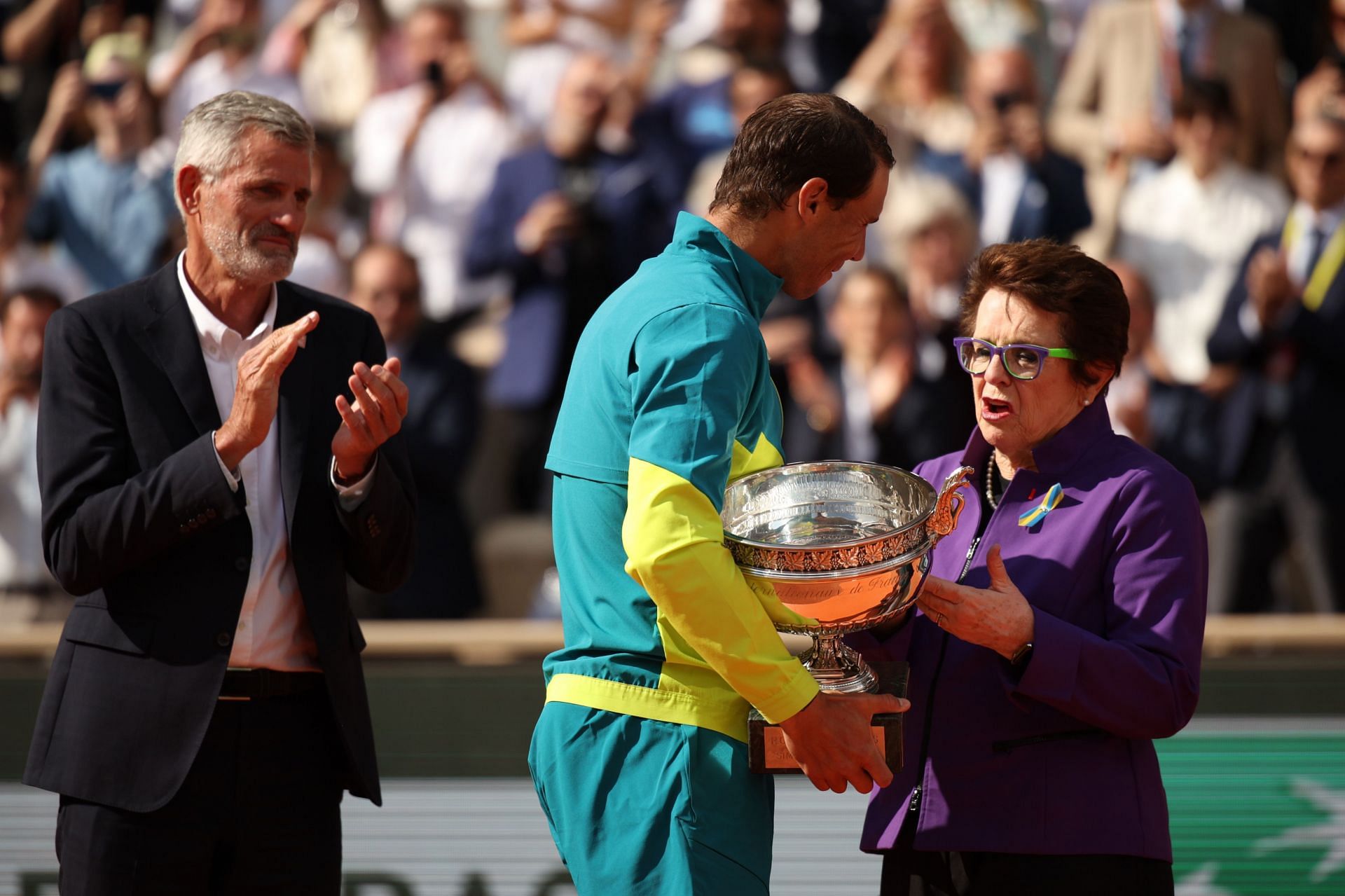 Rafael Nadal and Billie Jean King at the 2022 French Open