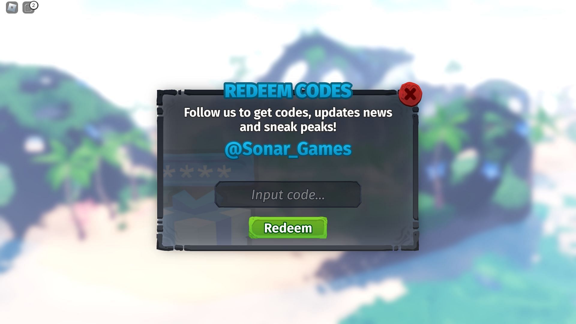Code box in Creatures of Sonaria (Image via Roblox)