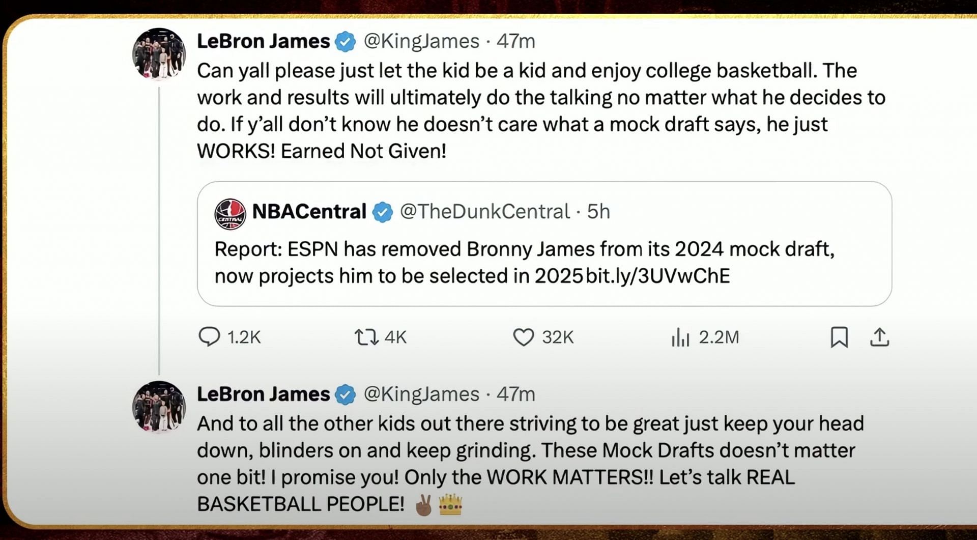 LeBron James deleted tweets.