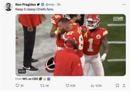 Social media users reacted to Swift's video from the Chiefs game where she can be seen having a drink with her friend Ashley. (Image via @NFL/X)