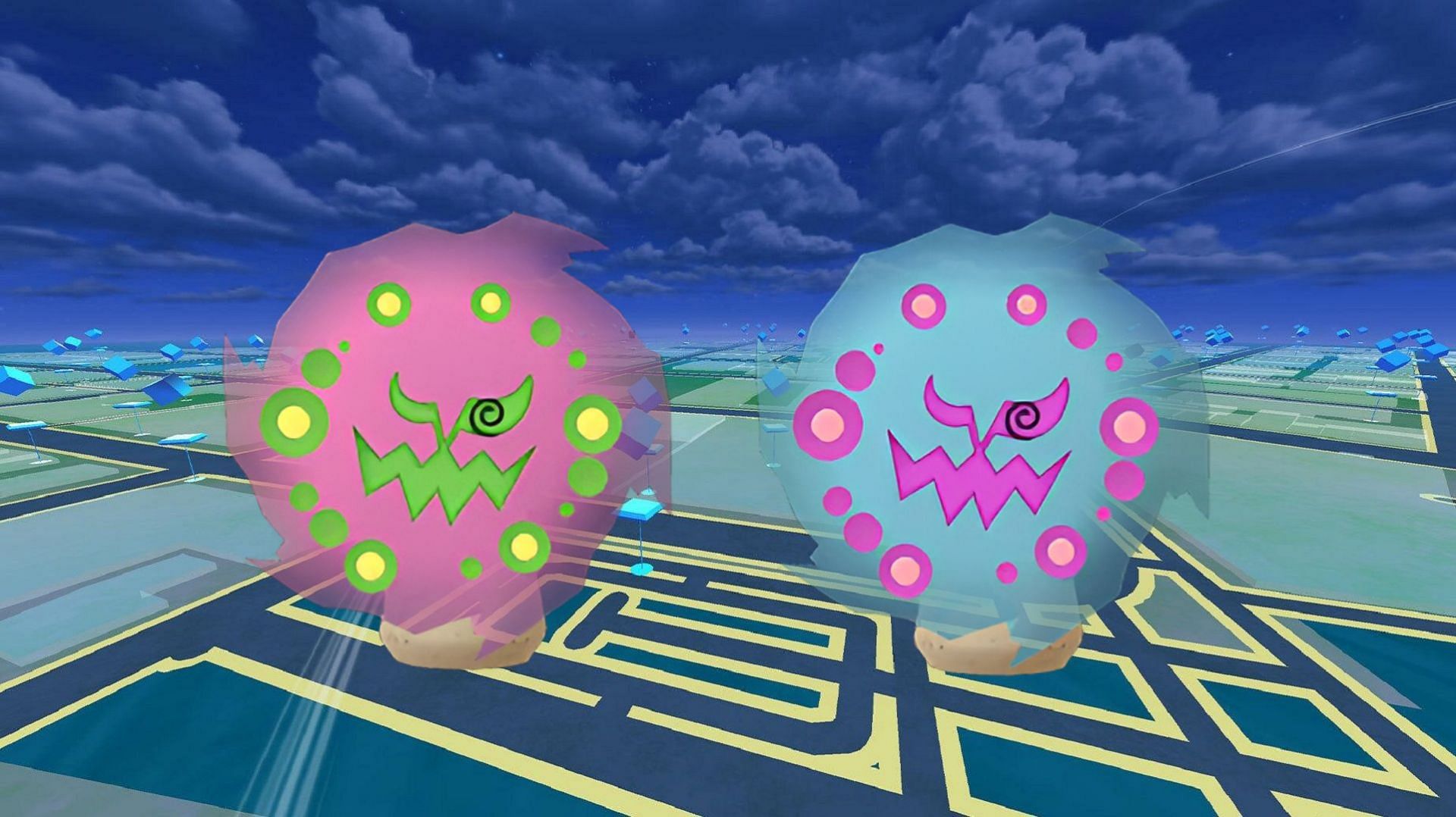 Spiritomb and its shiny variant in Pokemon GO (Image via Niantic)