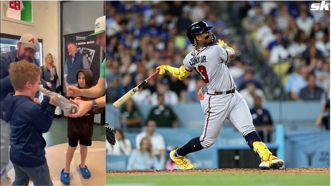 WATCH: Young fan's priceless reaction after winning Ronald Acuna Jr.'s autographed bat melts hearts