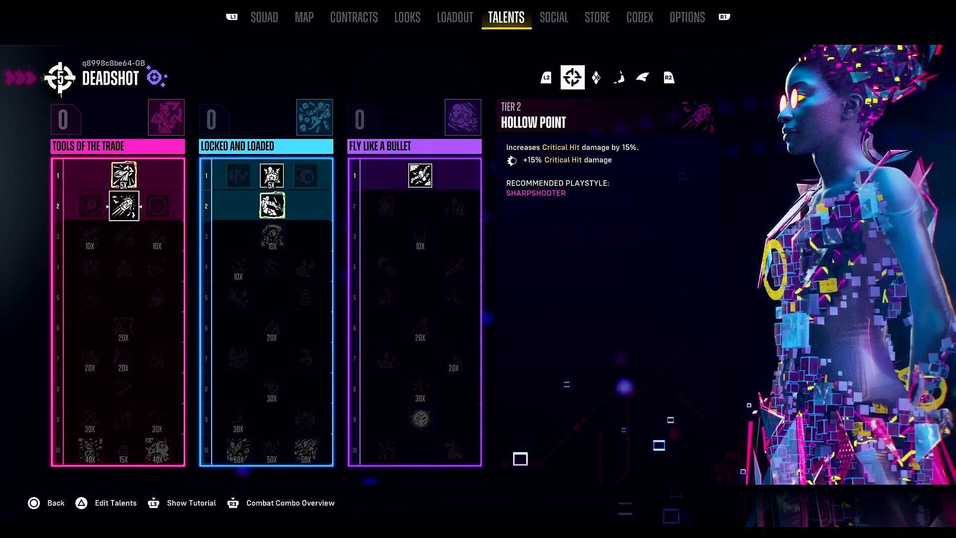 Suicide Squad Kill the Justice League Deadshot skill tree (Image via YouTube That Abrax||Warner Bros. Games)