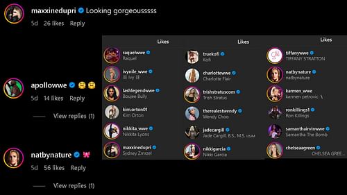 A screengrab of reactions on Nia Jax's Instagram post