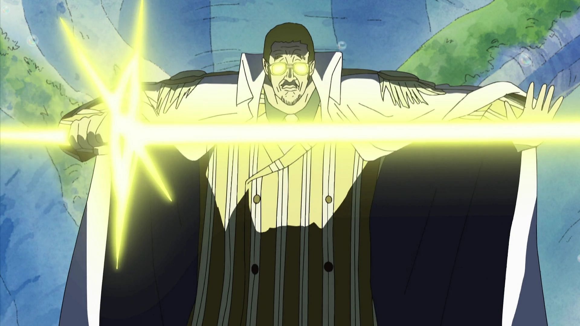 Kizaru&#039;s lightsaber as seen in One Piece (Image via Toei Animation)