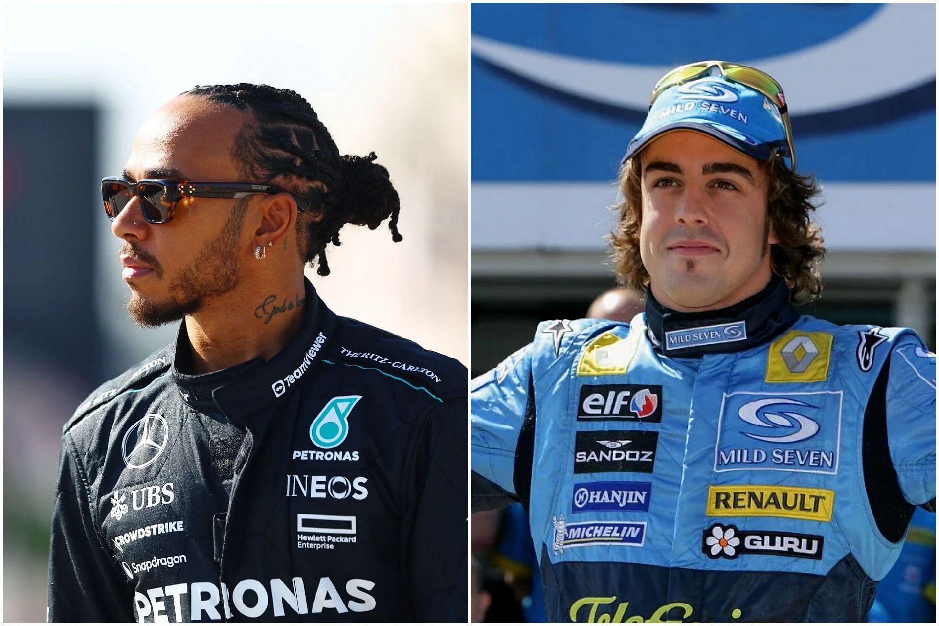 Lewis Hamilton (L) and Fernando Alonso (R) (Collage via Sportskeeda)