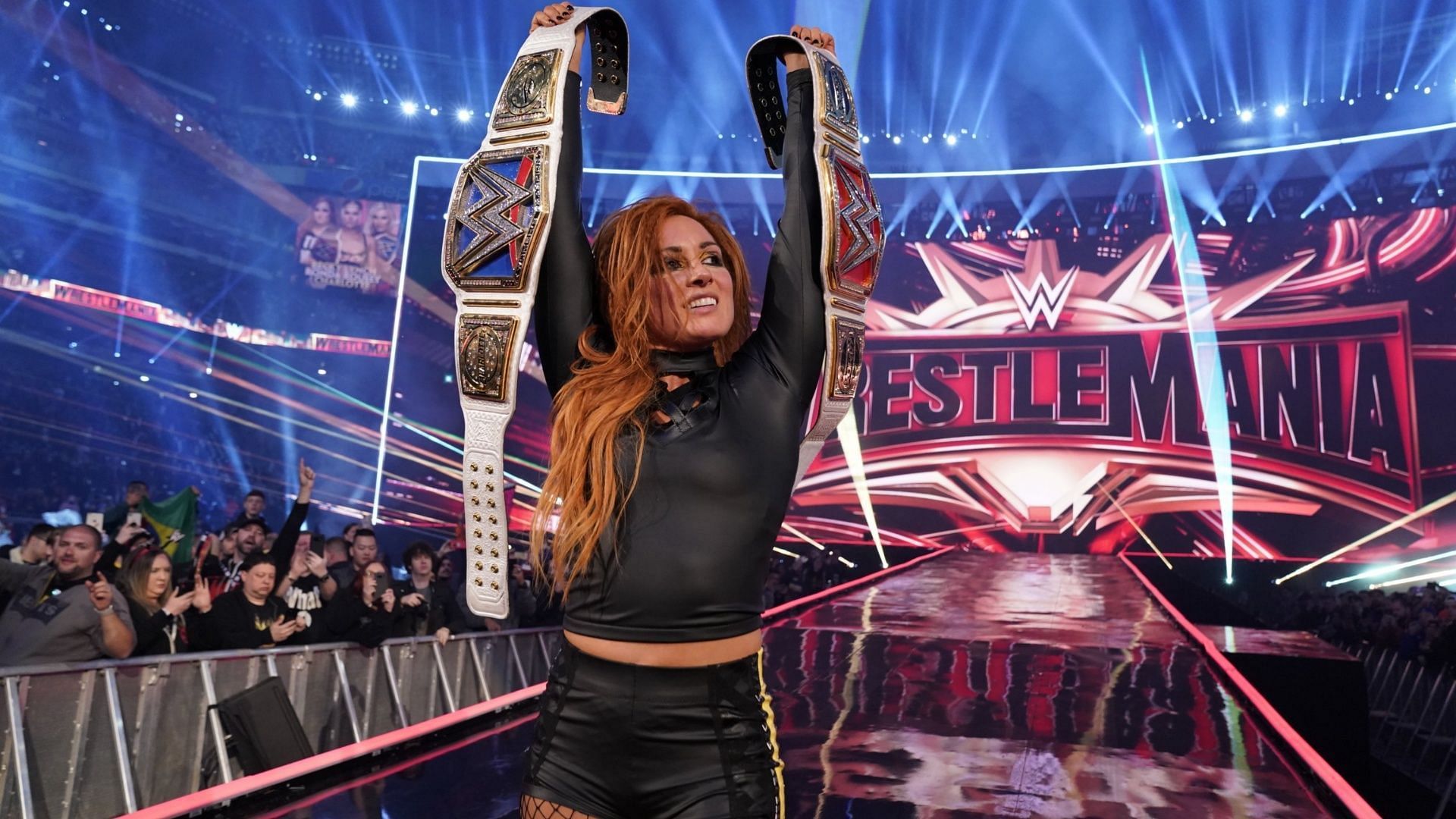 Becky Lynch vs. Charlotte Flair vs. Ronda Rousey (Image via WWE)