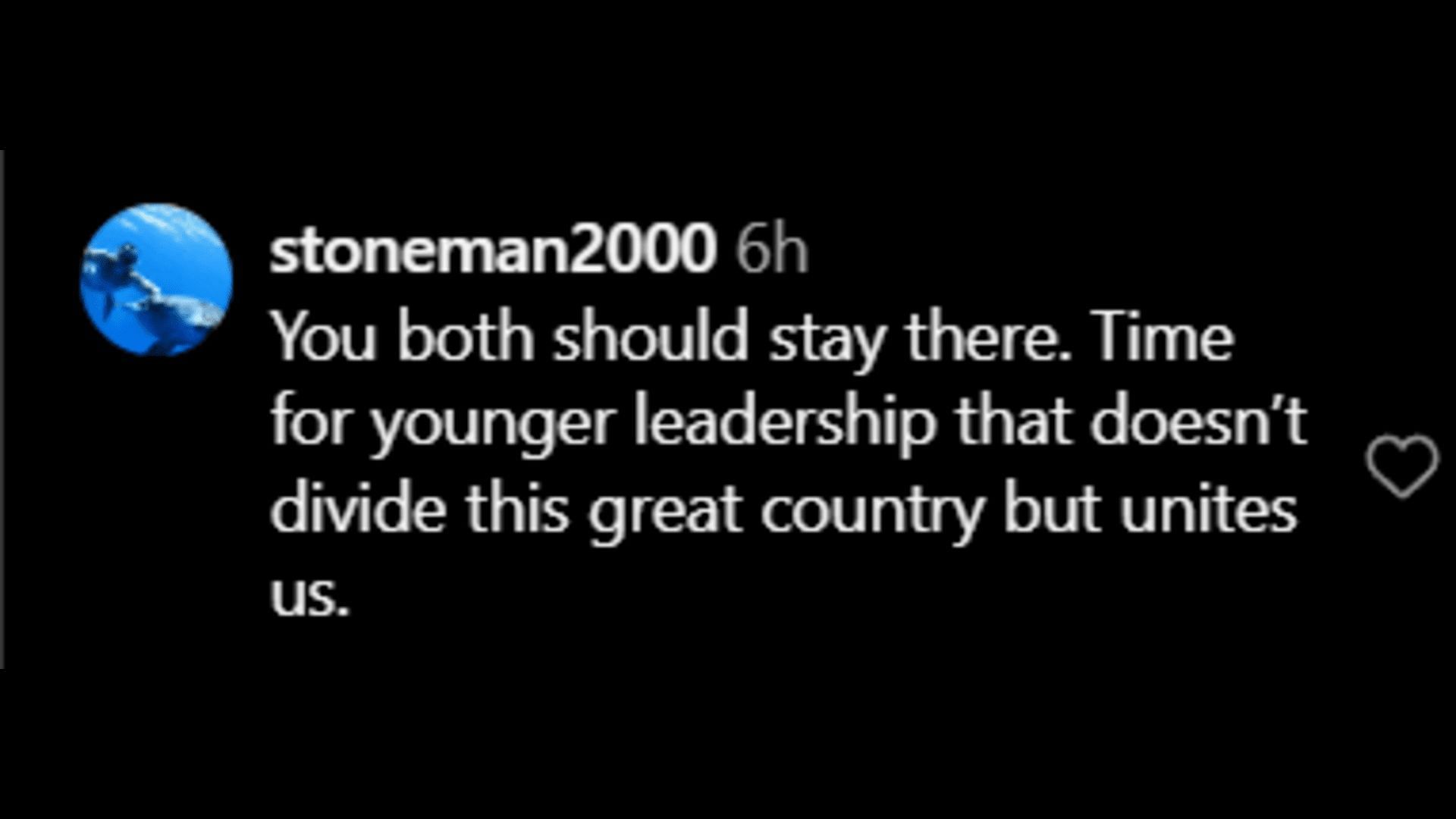 A netizen suggesting both Trump and Biden step down from presidential candidacy. (Image via Instagram/ stoneman2000)