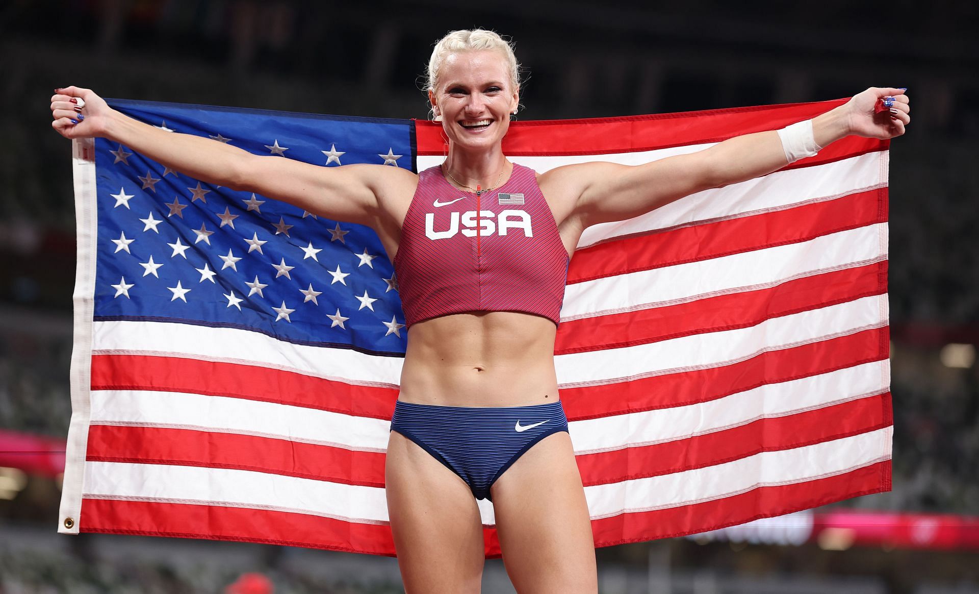 Katie Moon of Team USA in the Women&#039;s Pole Vault Final at the Tokyo 2020 Olympics. (Photo by Christian Petersen/Getty Images)