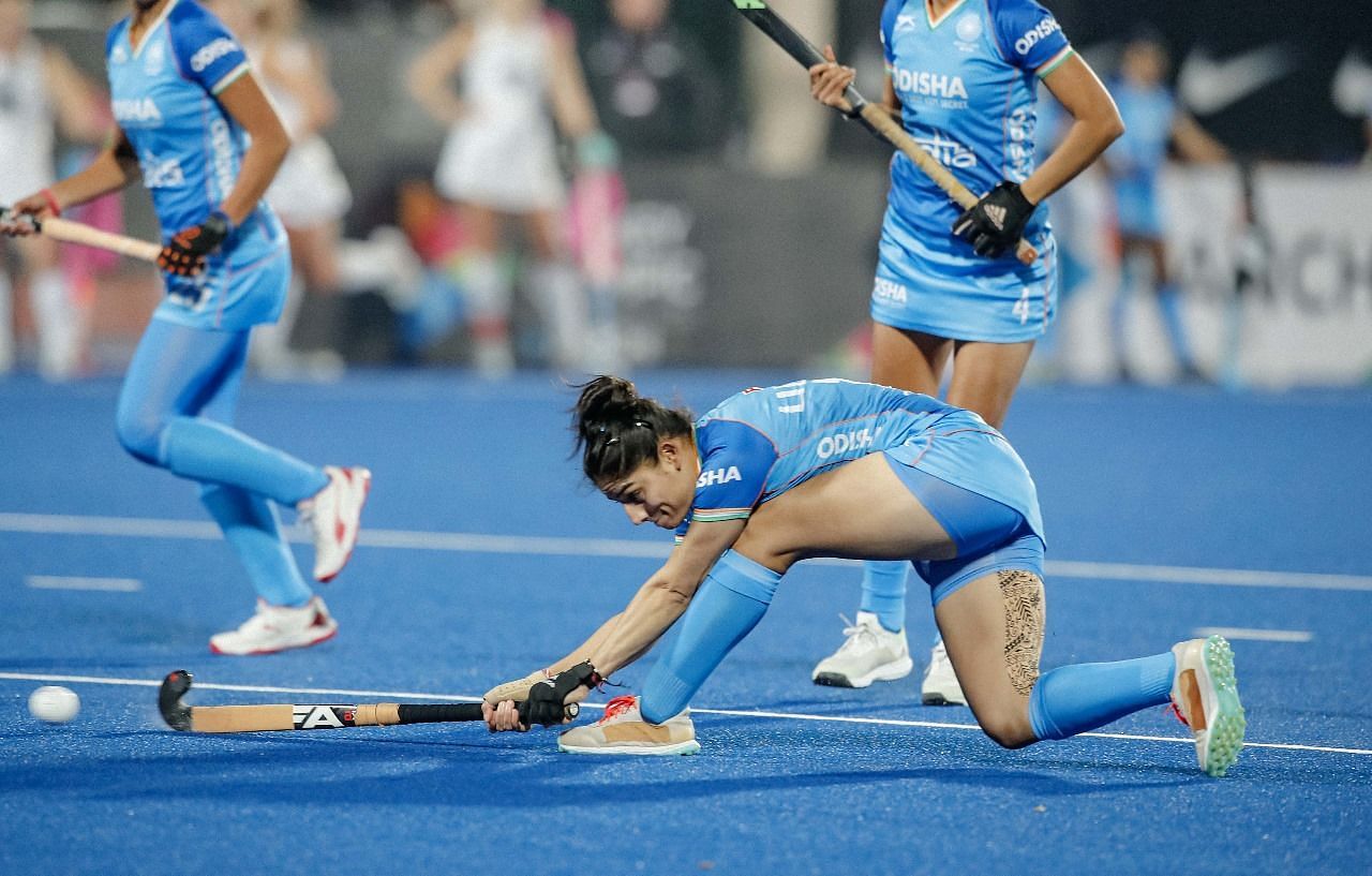 Udita in action in a hockey match. (Picture Credits: Hockey India)