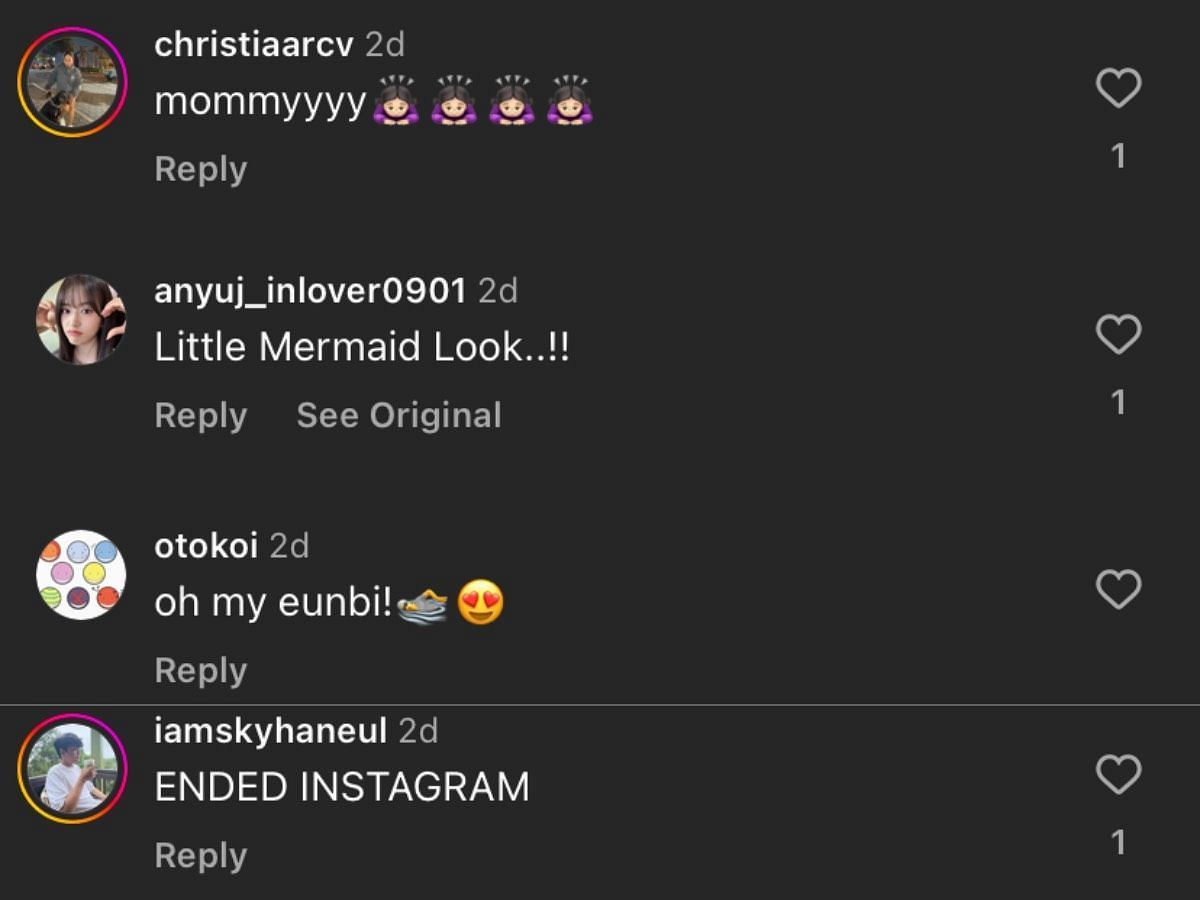 Fans compliment Eun-bi&#039;s vacation look (Image via Instagram/ @silver_rain.__)
