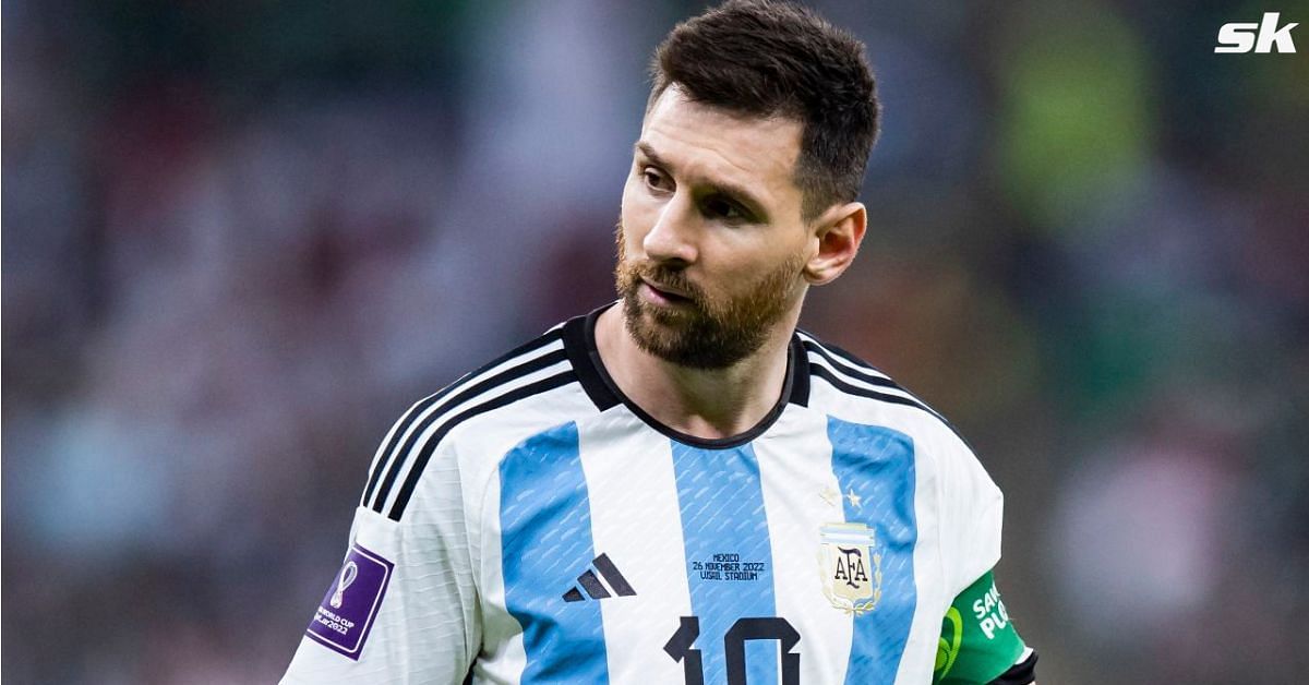 Lionel Messi of Argentina looks on.