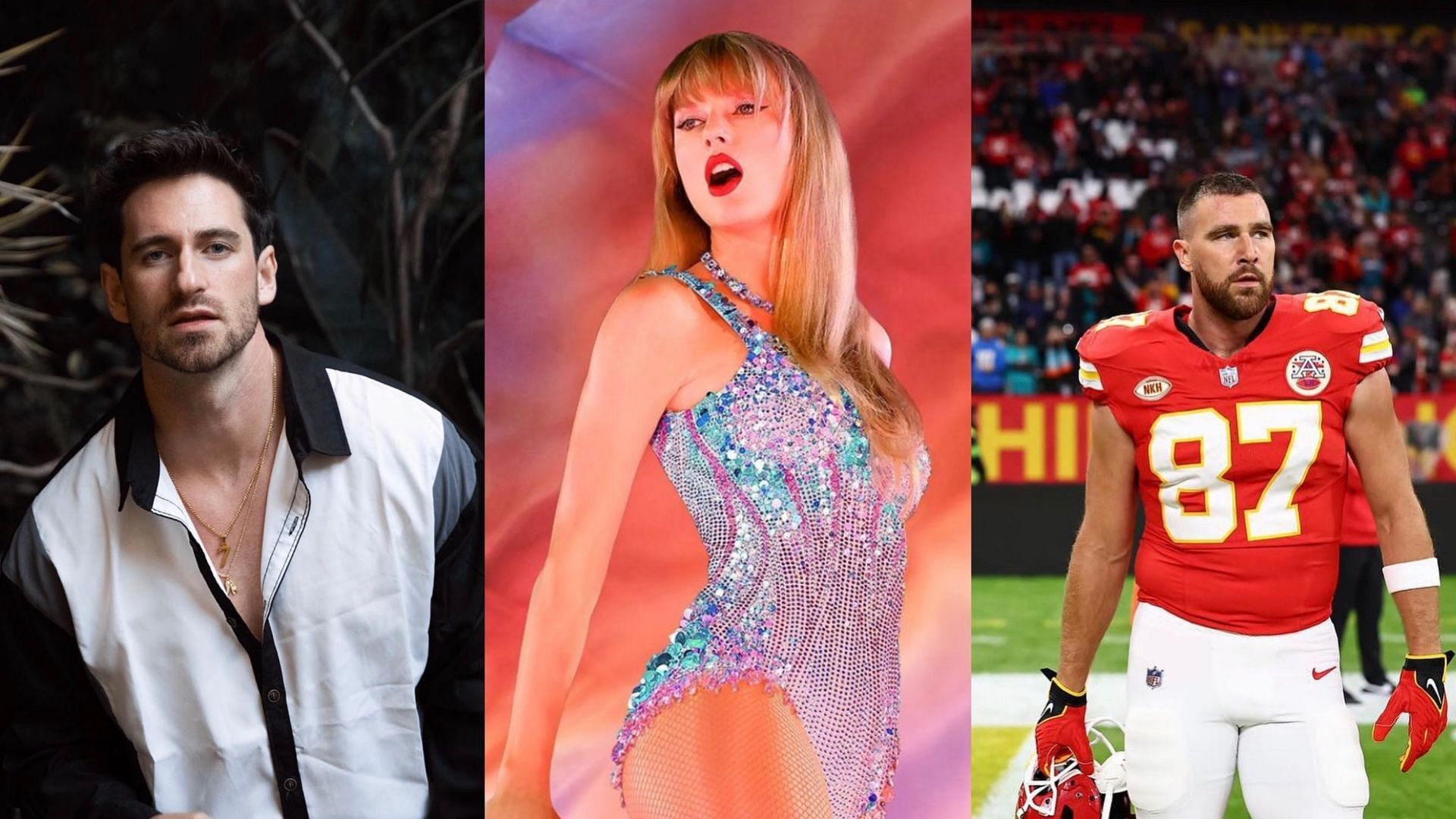 Brxce Grimm releases new song about Travis Kelce and Taylor Swift. (Images via Instagram/@brxce &amp; @killatrav &amp; @taylorswift)