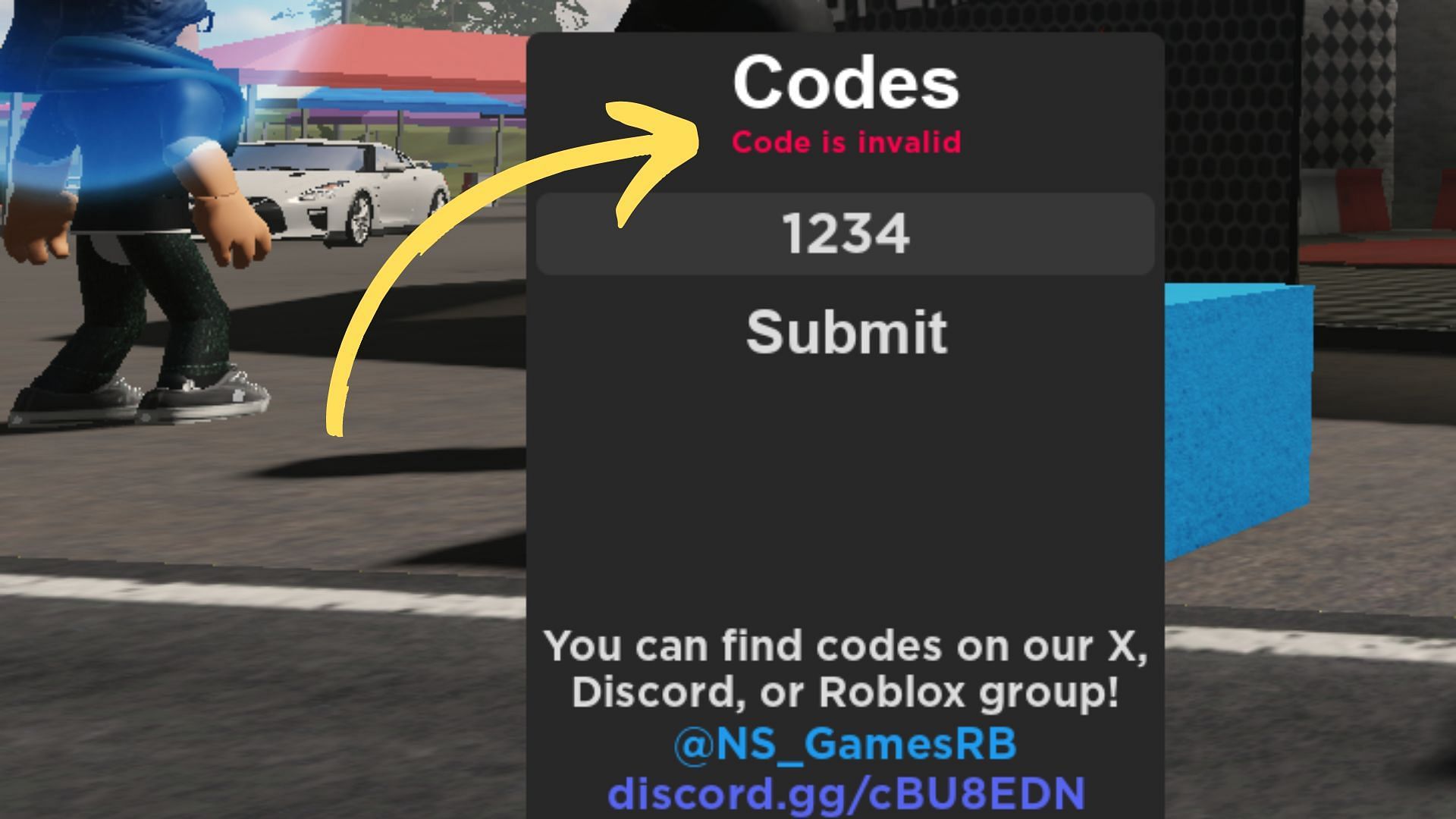 Prodigy Drift invalid code issue (Image via Roblox and Sportskeeda)