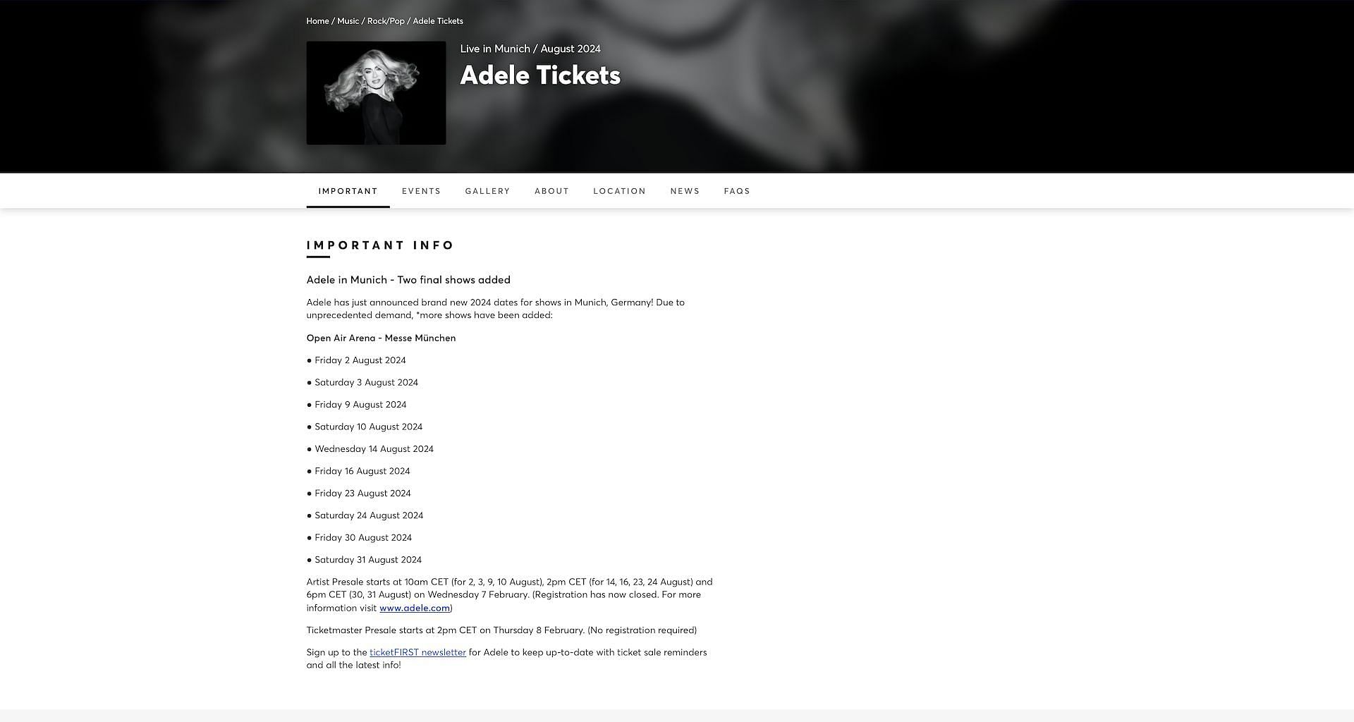 How to get tickets to Adele in Munich 2024 final shows? Presale, dates