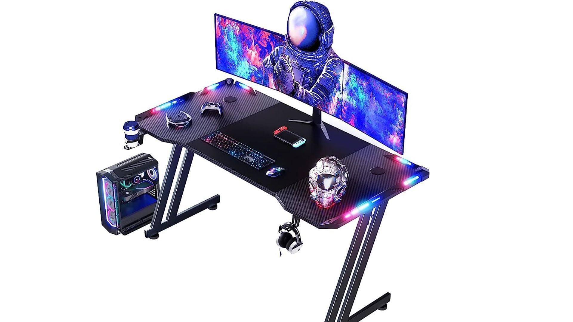 Z-shaped affordable gaming desk (Image via HLDIRECT/Amazon)