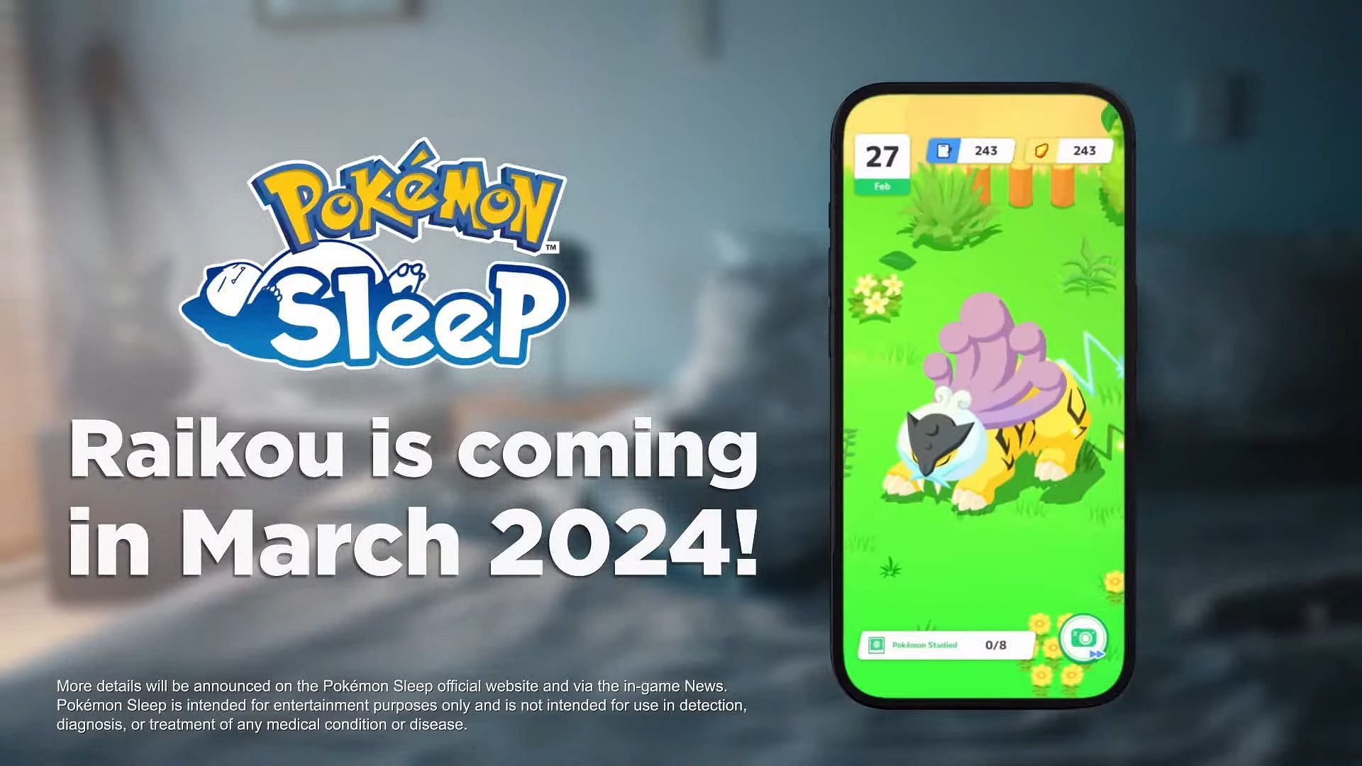 The arrival of Raikou in Pokemon Sleep has been confirmed (Image via The Pokemon Company)