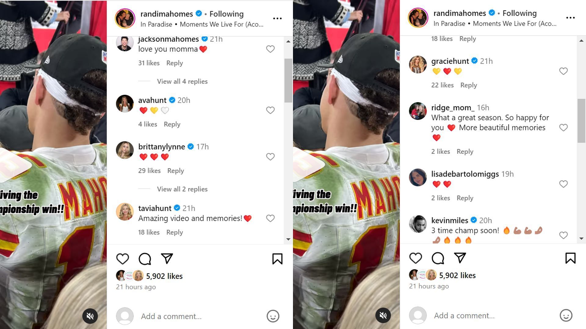 Jackson Mahomes and other comments on Patrick Mahomes' mother's post