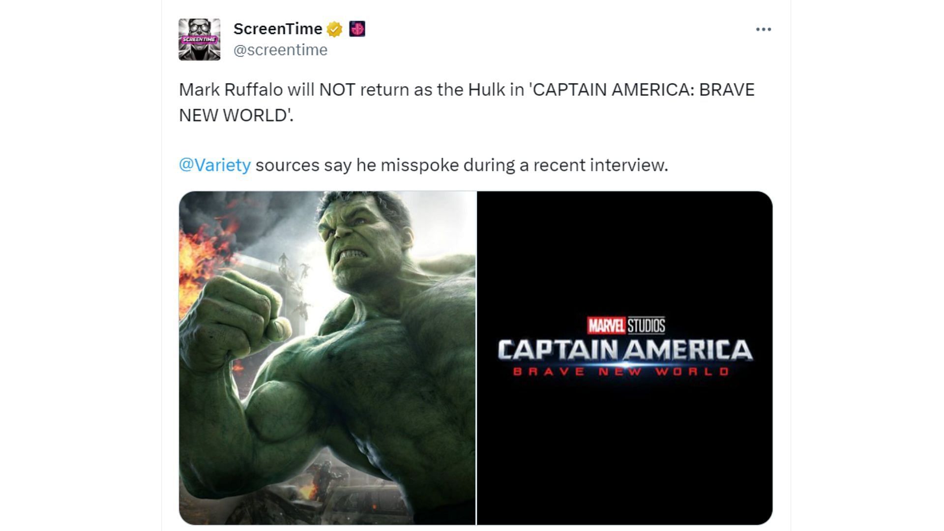 It is believed that Ruffalo misspoke (Image via X@screentime)