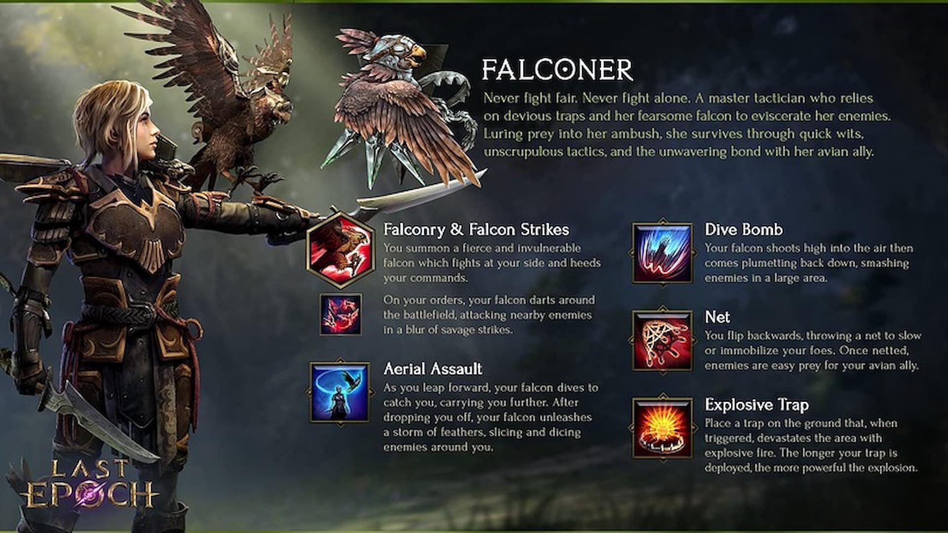 Last Epoch Falconer utilizes a companion in combat (Image via Eleventh Hour Games)