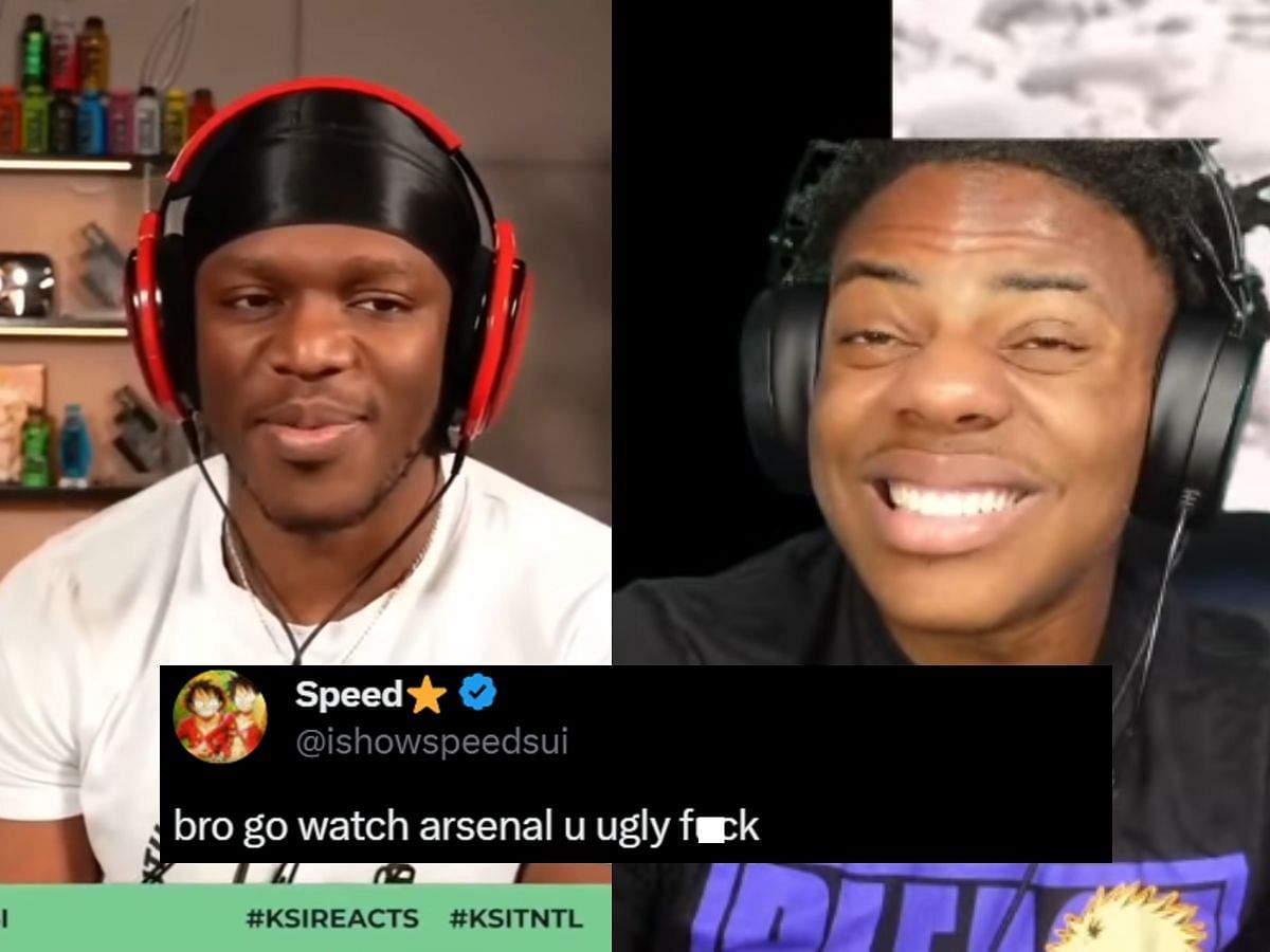 IShowSpeed trolls KSI for his Super Bowl post (Image via YouTube/KSI and IShowSpeed)