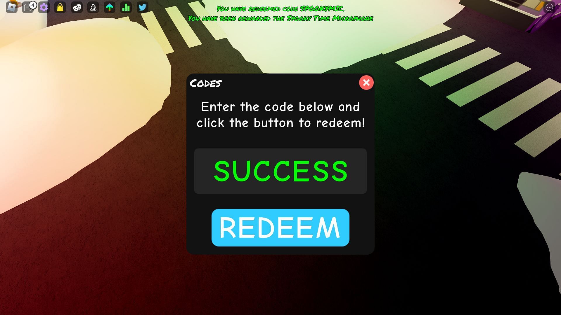 Redeeming a Funky Friday code successfully (Image via Roblox)