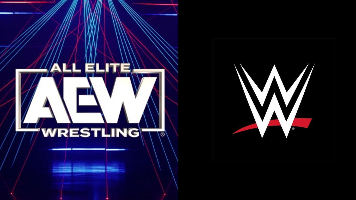 AEW logo (left), WWE logo (right)